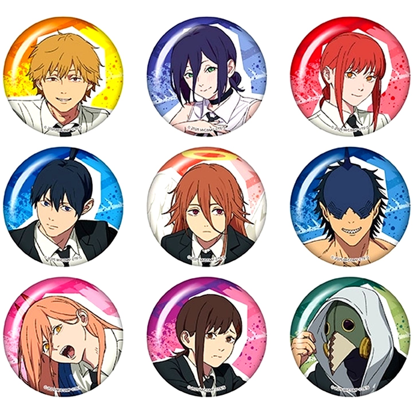 Set of 9 Chainsaw Man The Movie: Reze Arc Glitter Button Collection [USED]