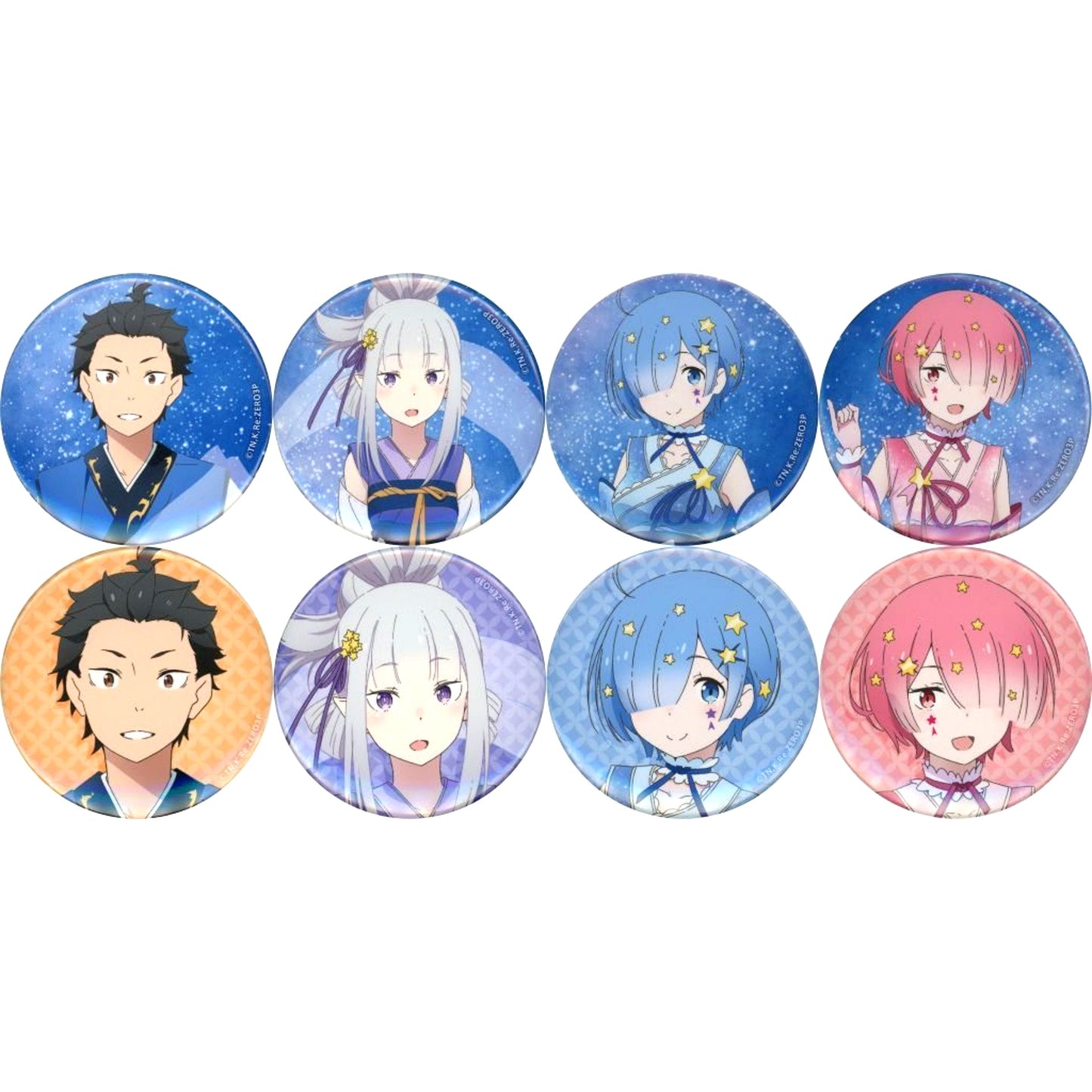 Set of 8 Re:ZERO Starting Life in Another World Trading Button Tanabata Ver [USED]
