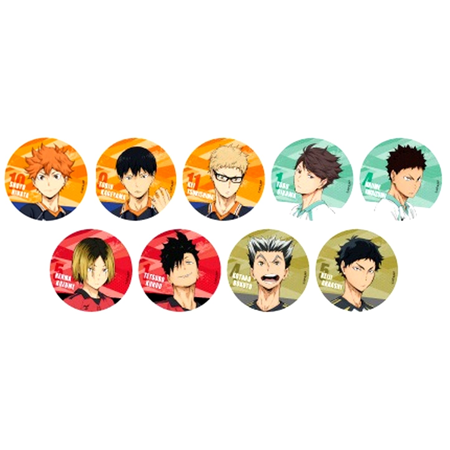 Normal Set of 9 Haikyu!! Trading Button 01. [USED]