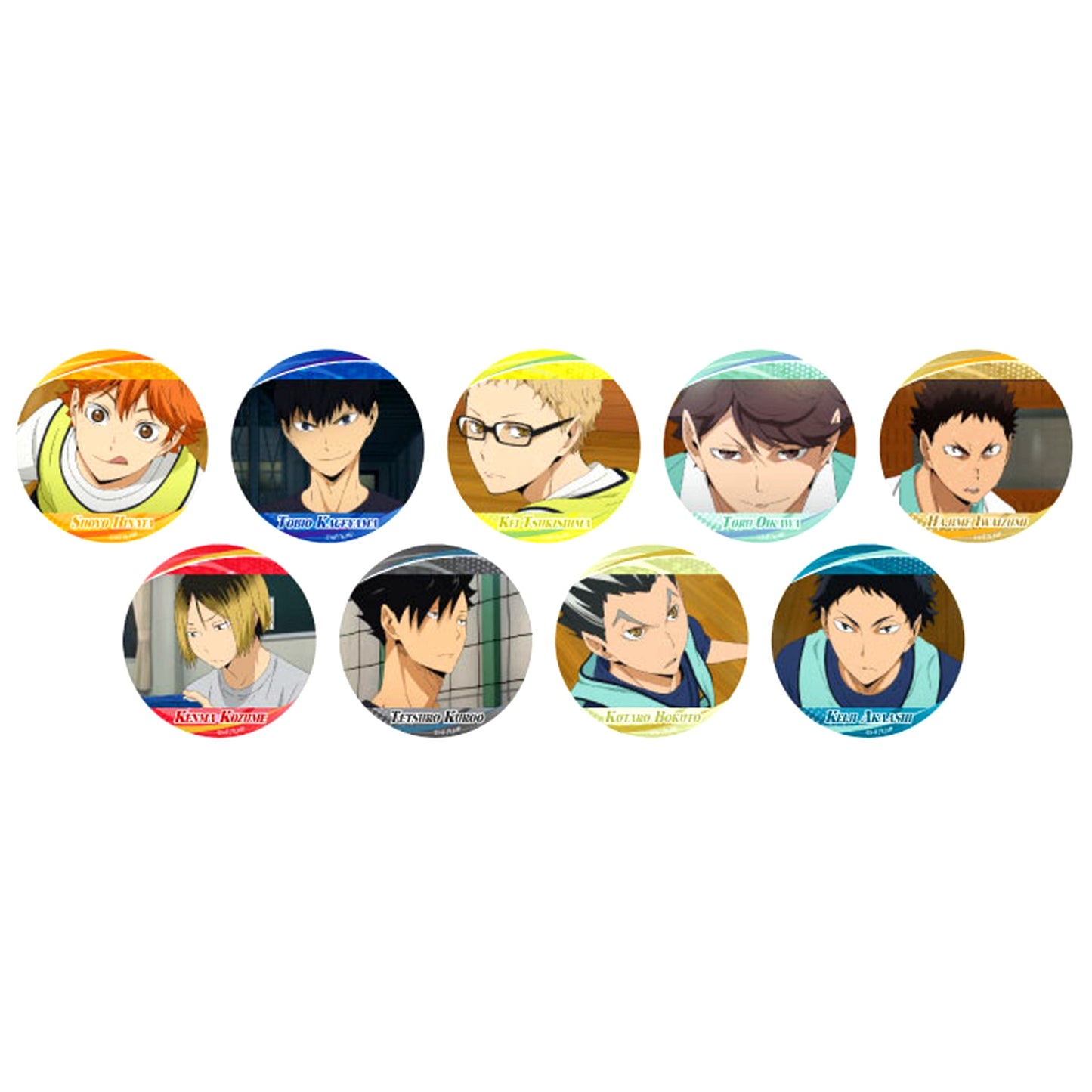 Set of 9 Haikyu!! Trading Hologram Button 57mm 01. Scene Shot [USED]