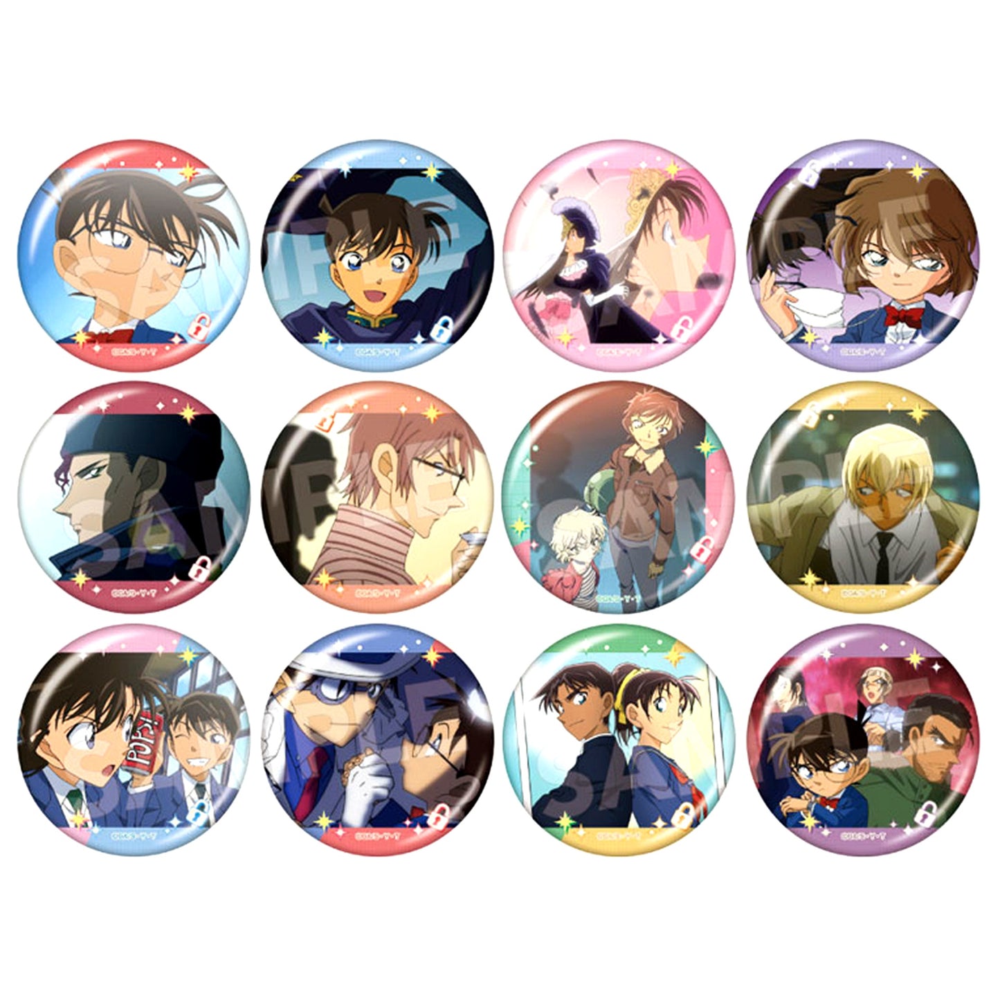 Set of 12 Detective Conan Character Button Collection OP Cut Collection [USED]
