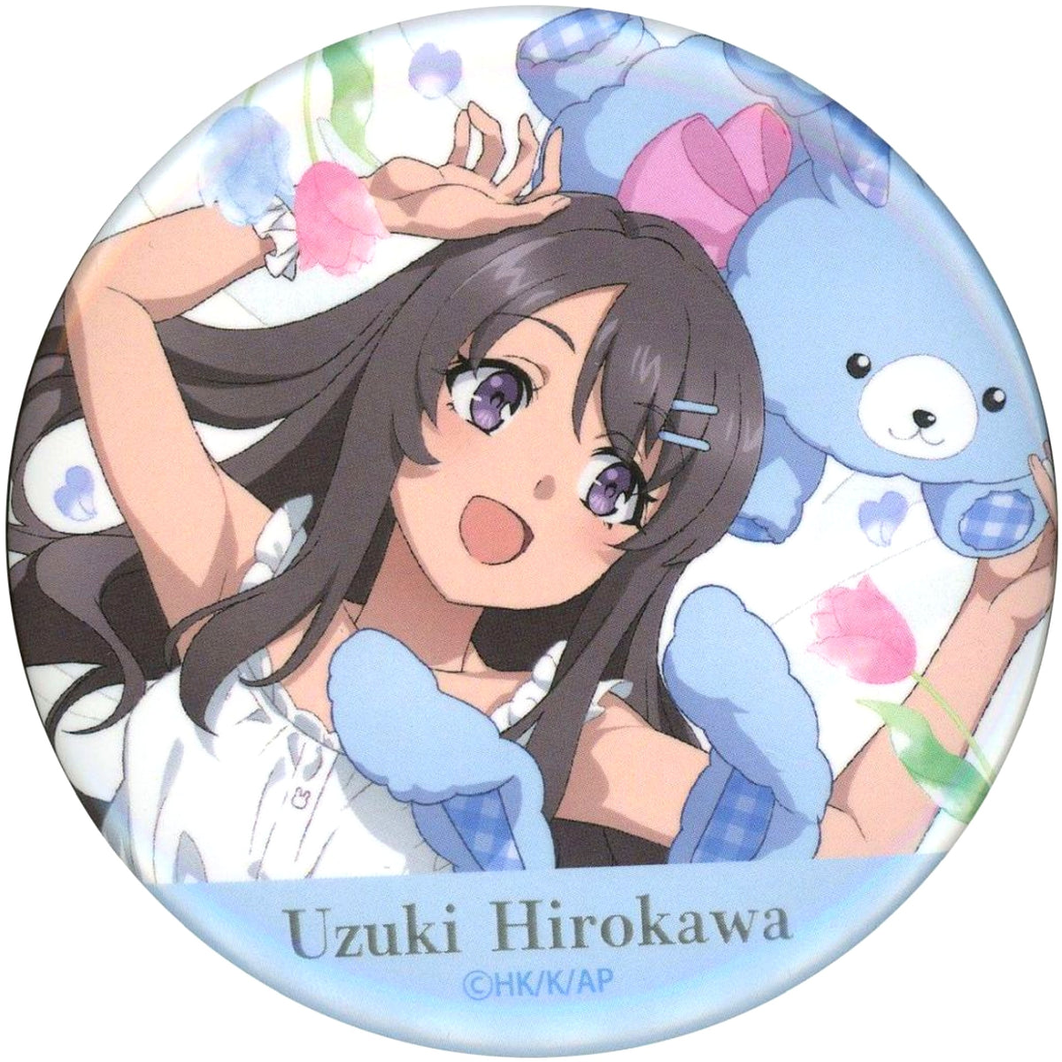 Uzuki Hirokawa Name at Bottom Rascal Does Not Dream of Santa Claus Button Happiness Can Badge BOX [USED]