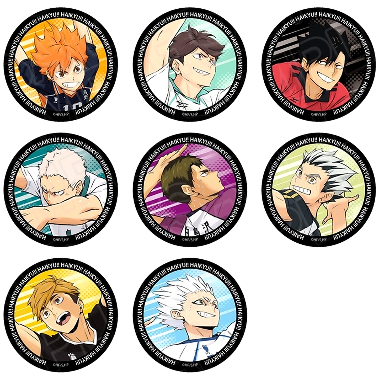 Set of 8 Haikyu!! Aurora Button A [USED]