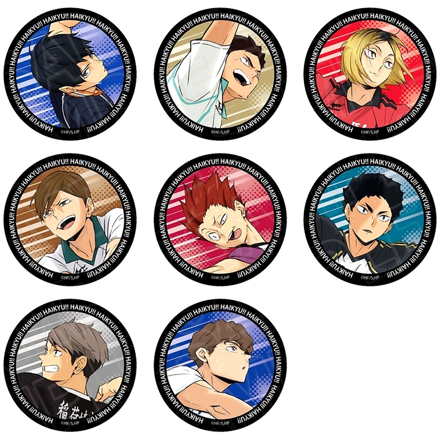 Set of 8 Haikyu!! Aurora Button B [USED]