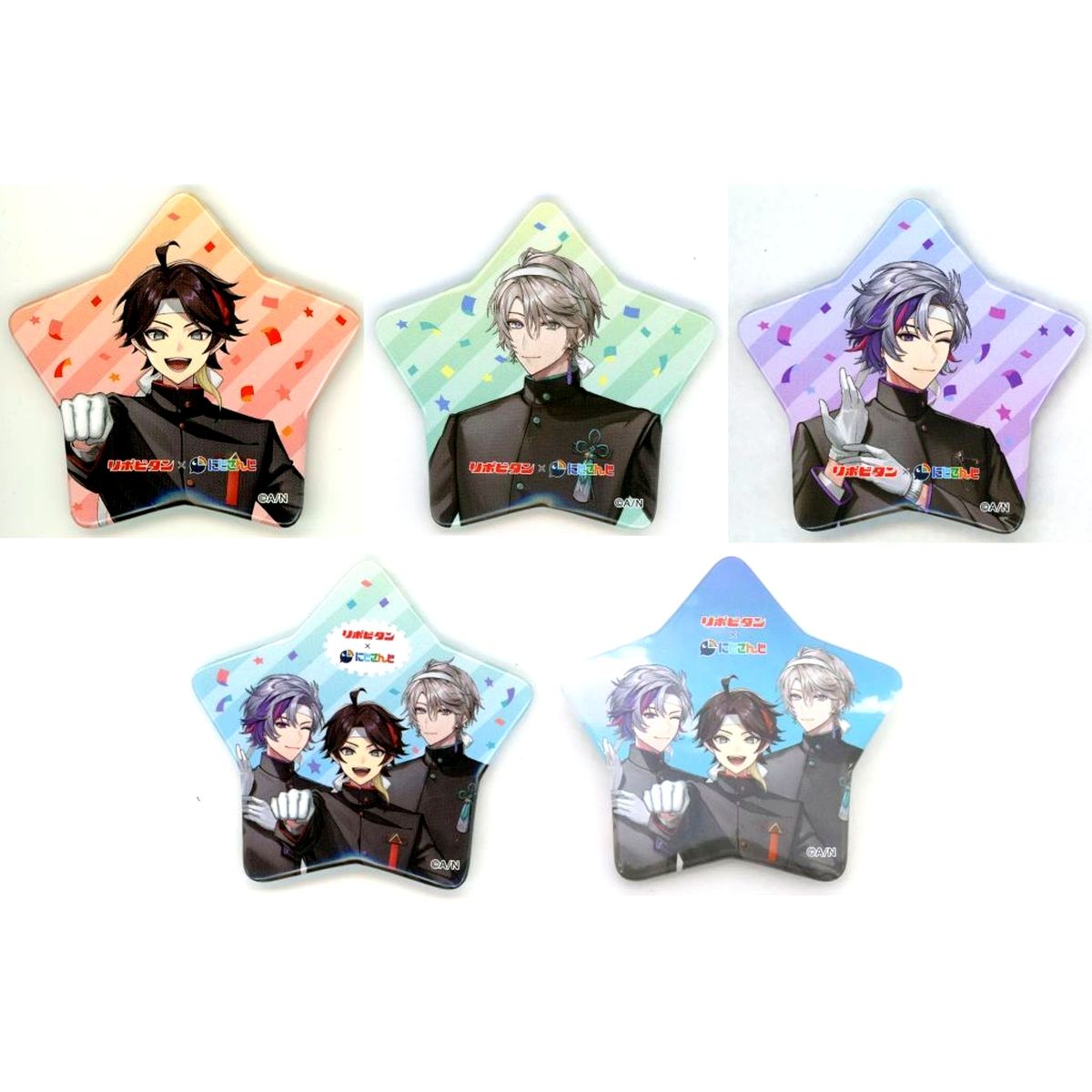 Set of 5 Original Button Virtual YouTuber Nijisanji x Lipovitan Purchase Bonus Part 1 [USED]