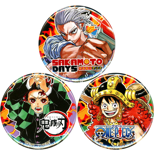 Set of 3 Sakamoto Days Demon Slayer One Piece Special Button Jump Victory Carnival 2025 Point Exchange Prize [USED]