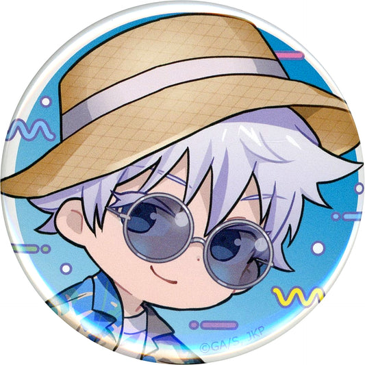 Satoru Gojo B Straw Hat Jujutsu Kaisen Marukuji Aloha vibes Small Luck 10 Button [USED]