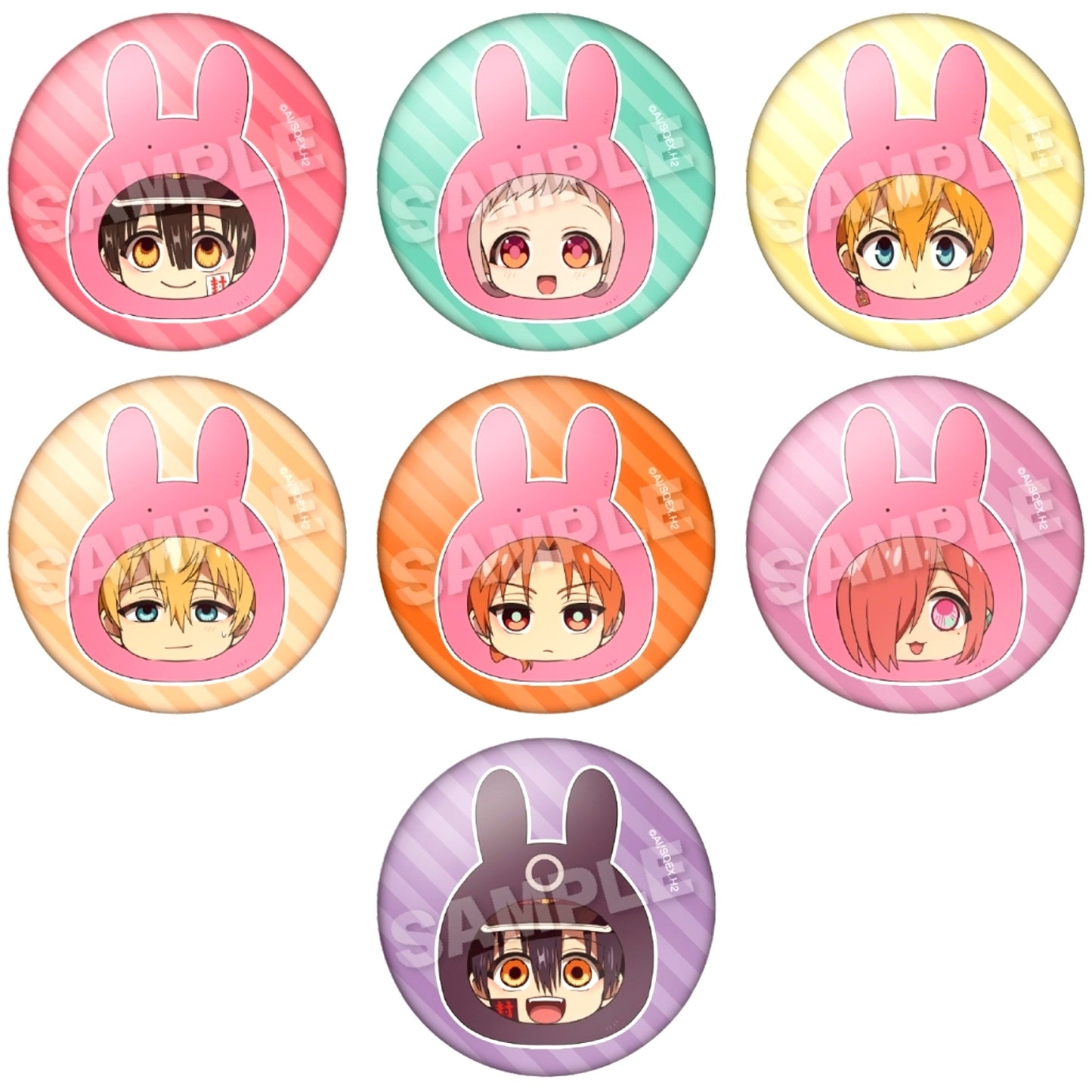 Set of 7 Toilet-Bound Hanako-kun 2 Trading Marumates Buttons [USED]