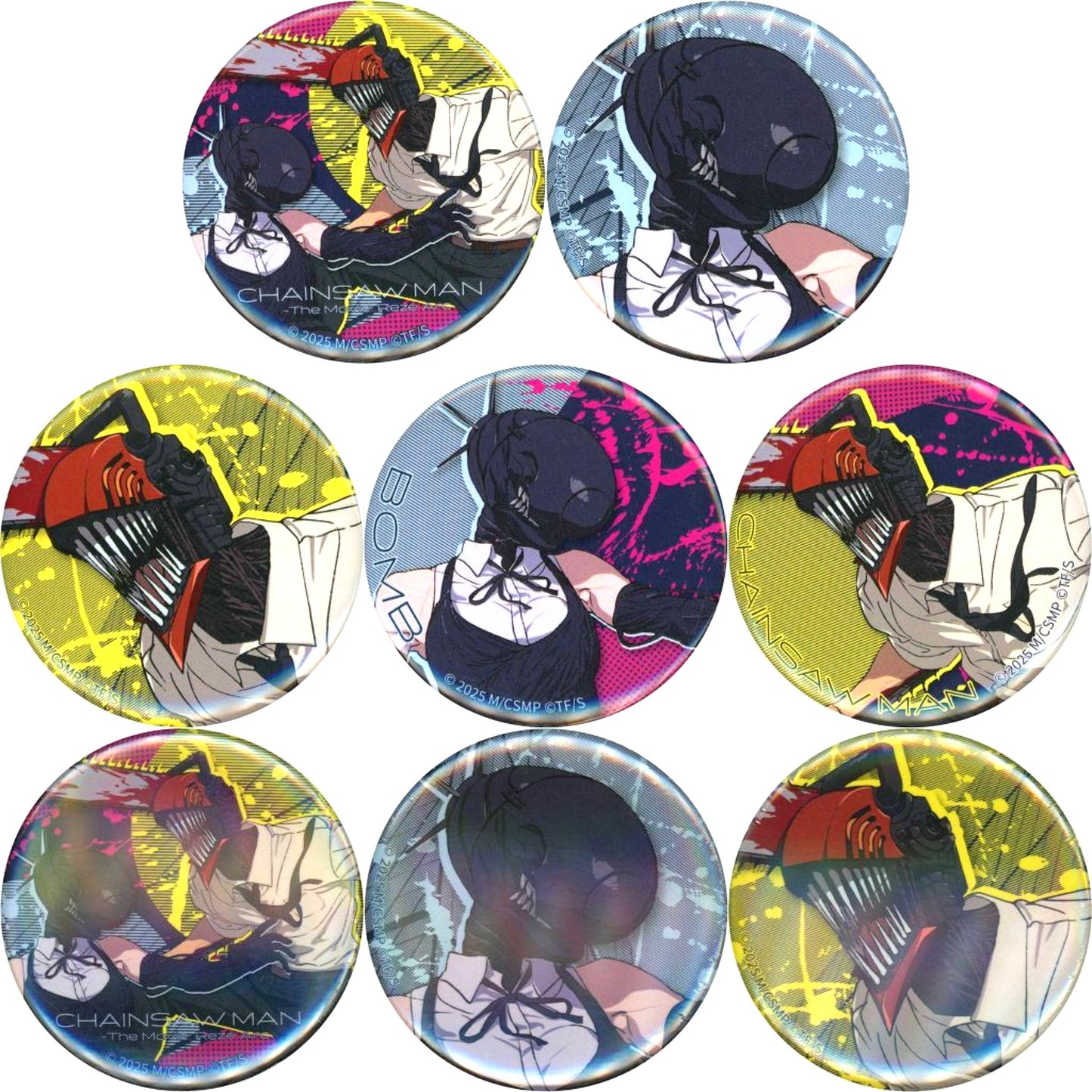Set of 8 Chainsaw Man The Movie: Reze Arc x Village Vanguard Character Button Collection [USED]