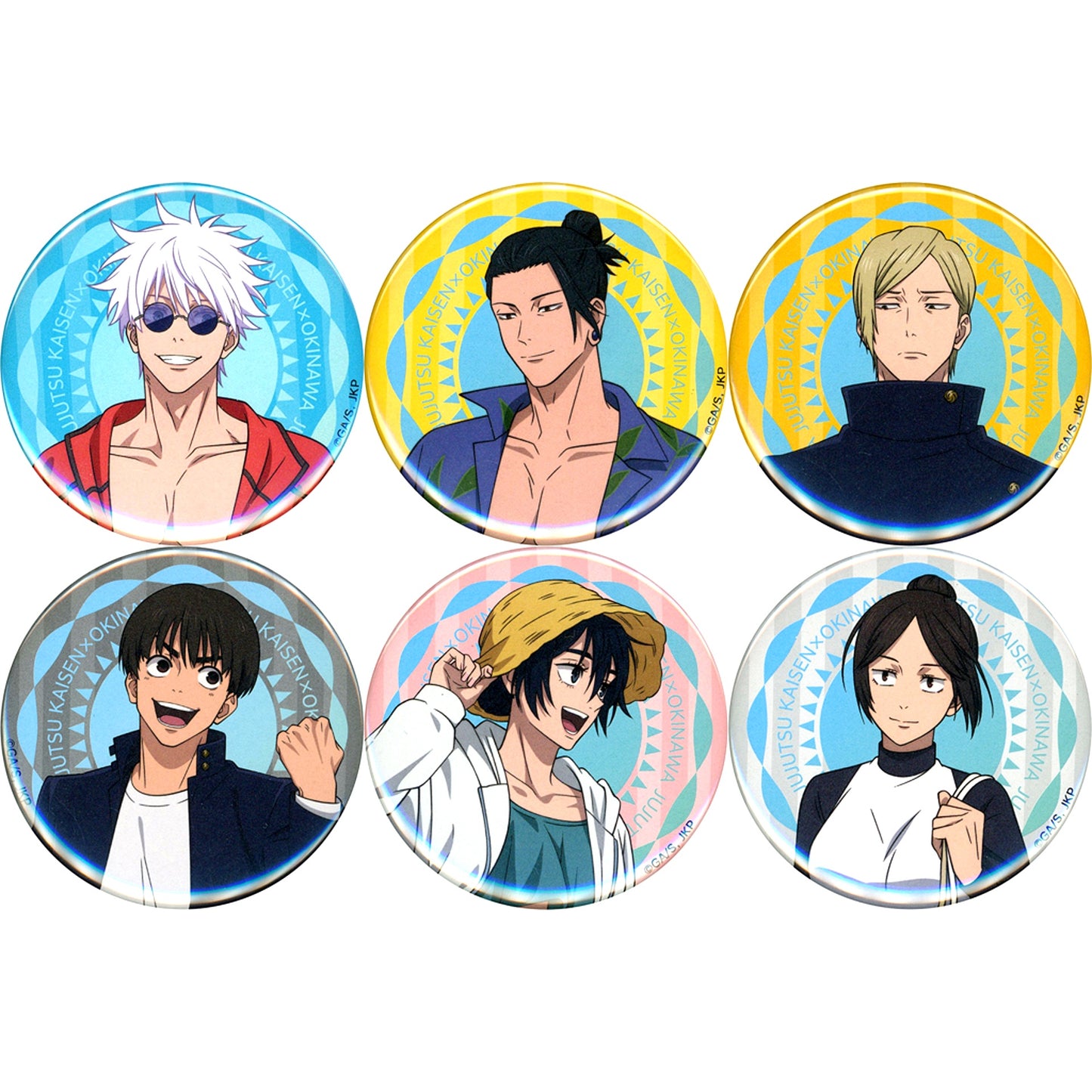 Set of 6 Jujutsu Kaisen Hidden Inventory Premature Death Okinawa Collabo Vol.2 2025 Ver. Trading Button Life-size Illustration [USED]