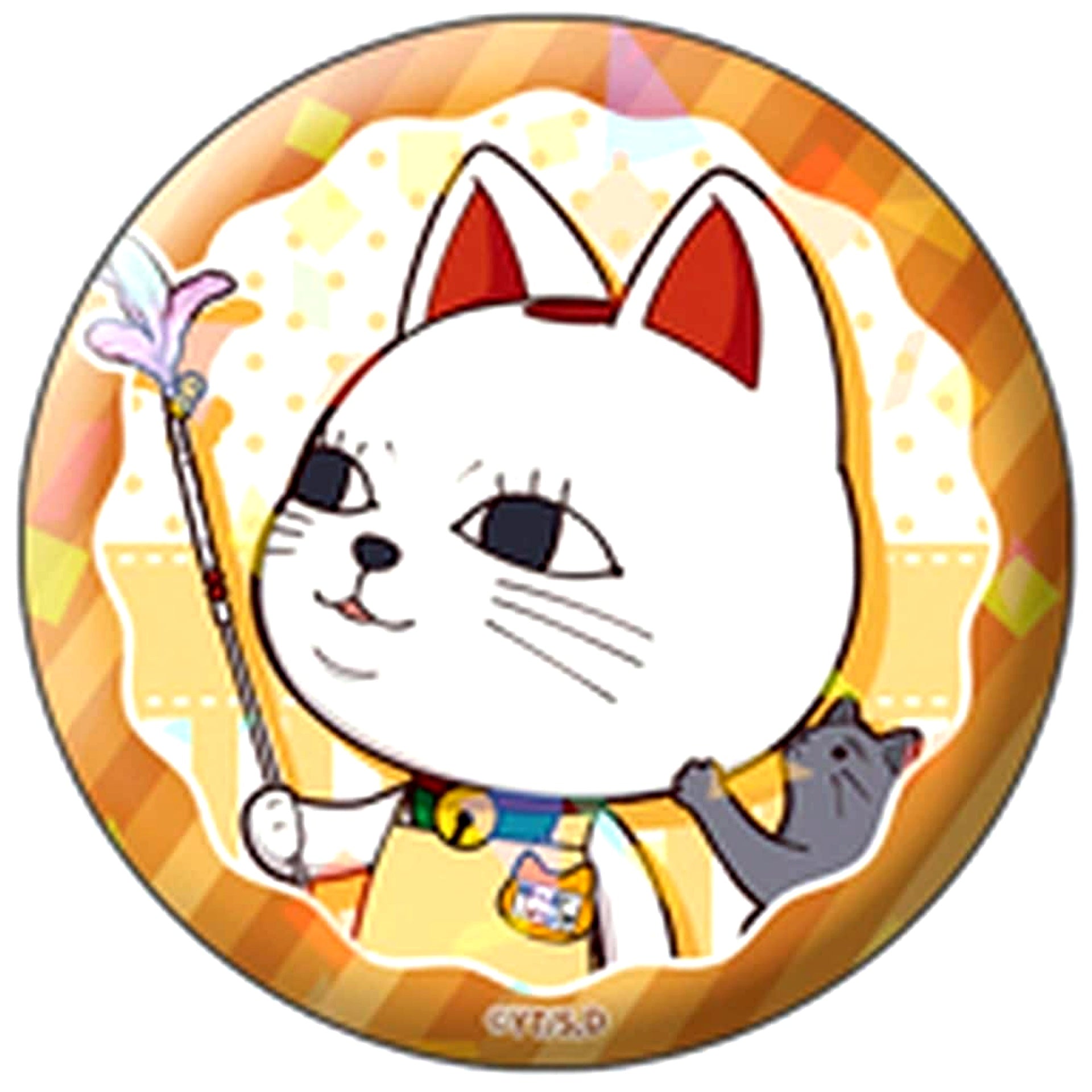Dandadan Turbo Granny Maneki Neko Holographic Puchichoko Trading Button Cat Cafe [USED]