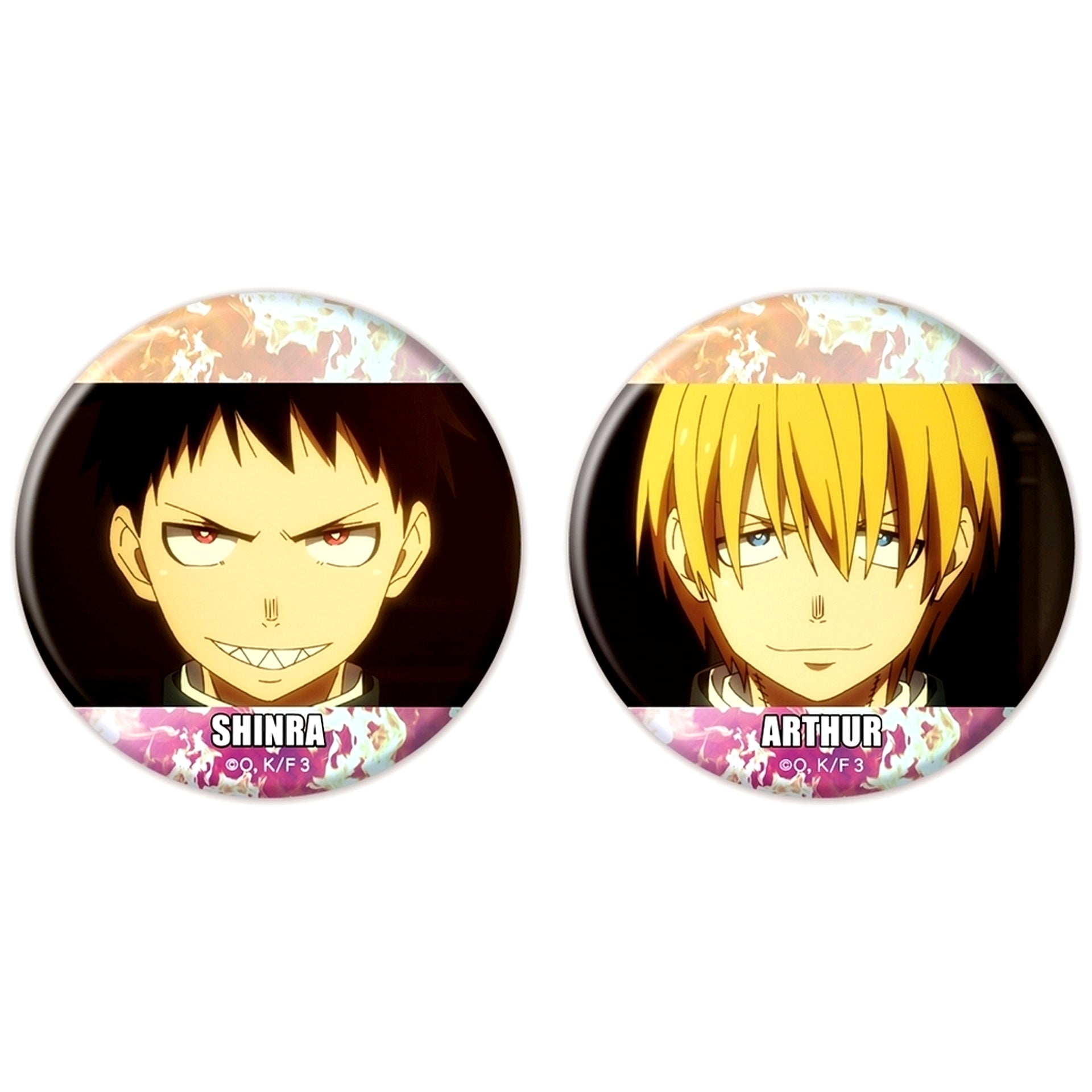 Shinra Kusakabe and Arthur Boyle Fire Force Season 3 Aurora Button Set of 2 [USED]