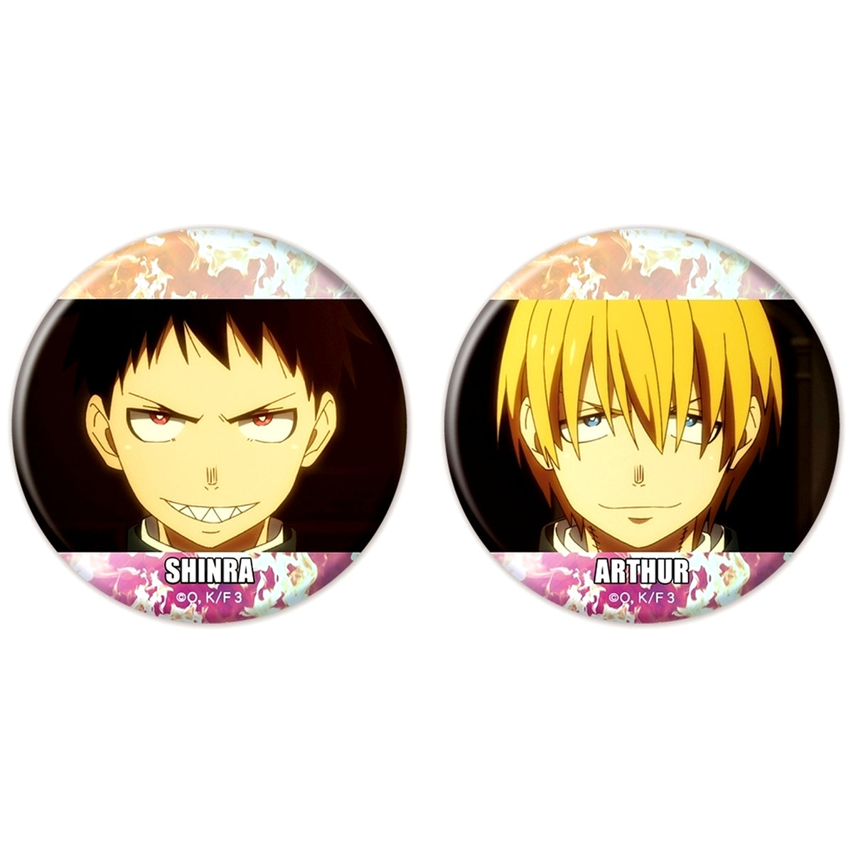 Shinra Kusakabe and Arthur Boyle Fire Force Season 3 Aurora Button Set of 2 [USED]