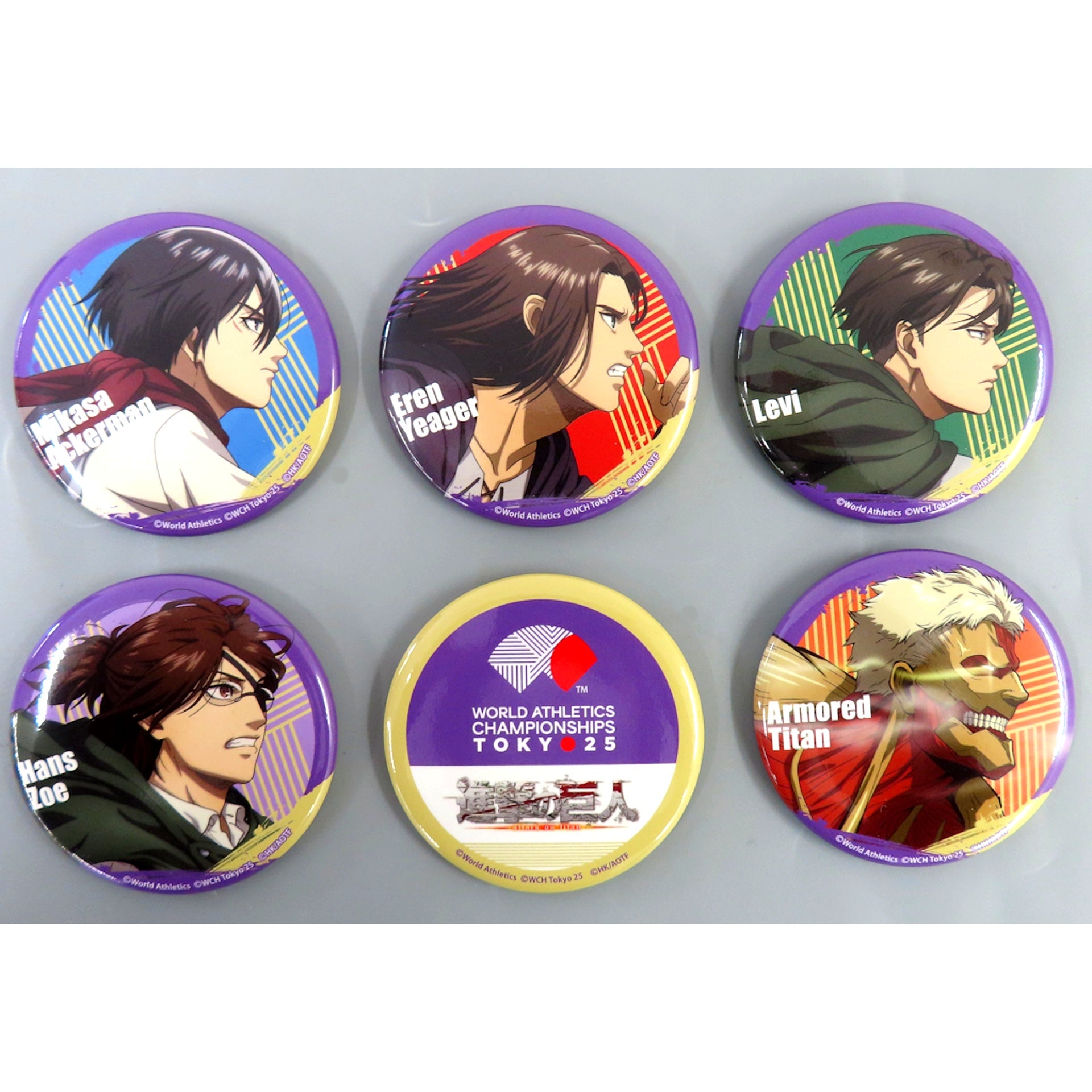 Group Attack on Titan Tokyo 2025 World Athletics Championships Button Set of 6 [USED]