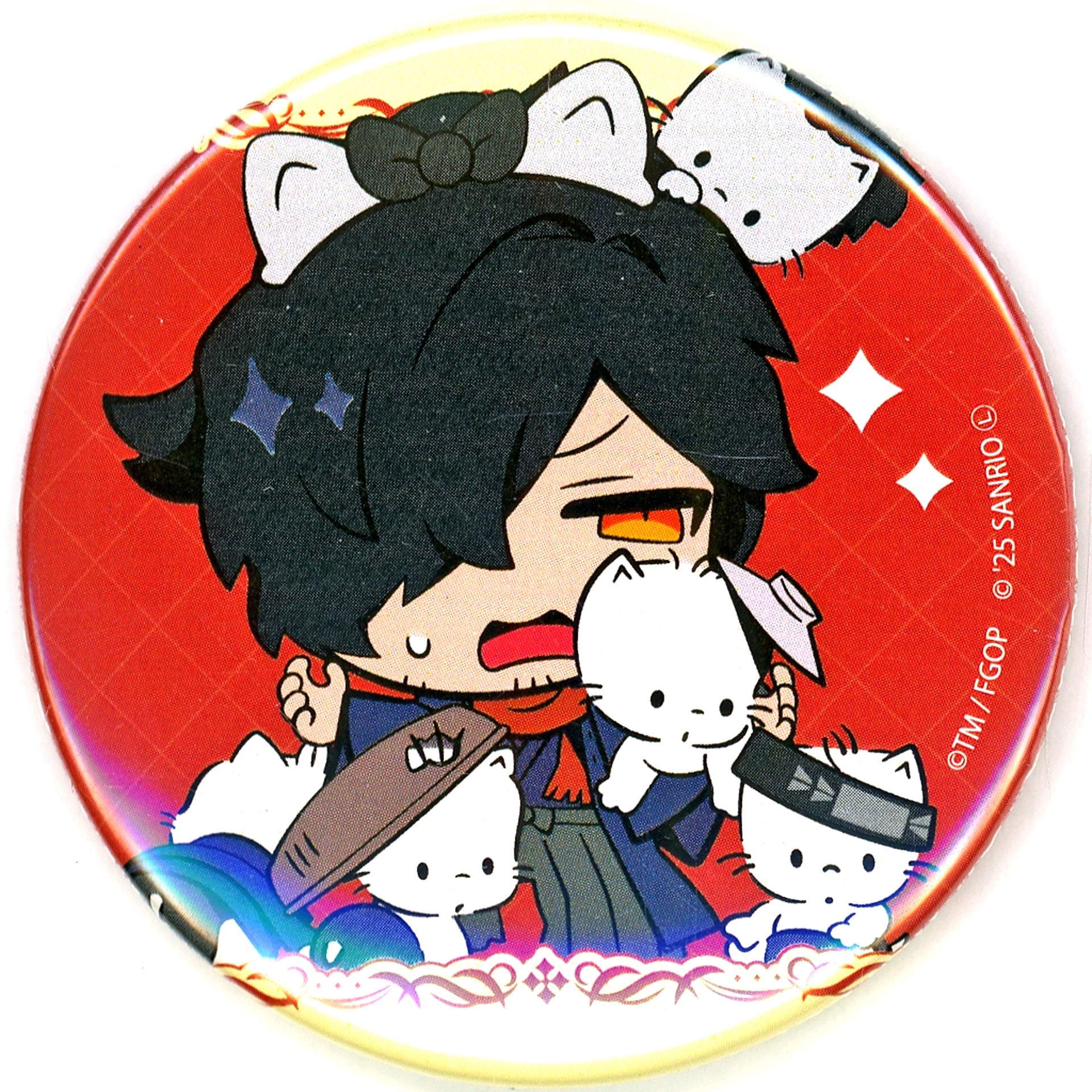 Assassin Izo Okada x Nya Ni Nyu Ne Nyon Fate/Grand Order x Sanrio Characters Button 03 Collabo Illustration [USED]