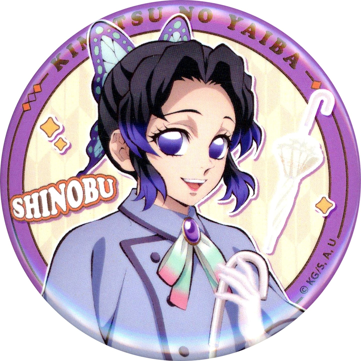Shinobu Kocho Demon Slayer Relo Hotels Resorts Trading Button [USED]