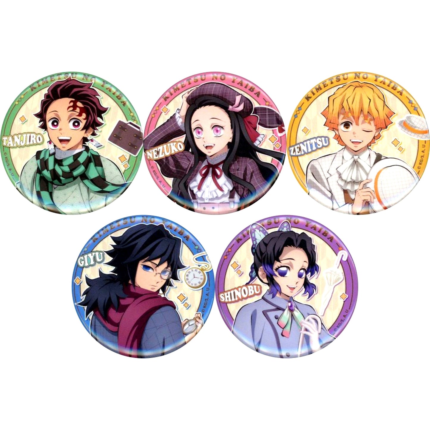 Set of 5 Relo Hotels & Resorts x Demon Slayer: Kimetsu no Yaiba Trading Button [USED]