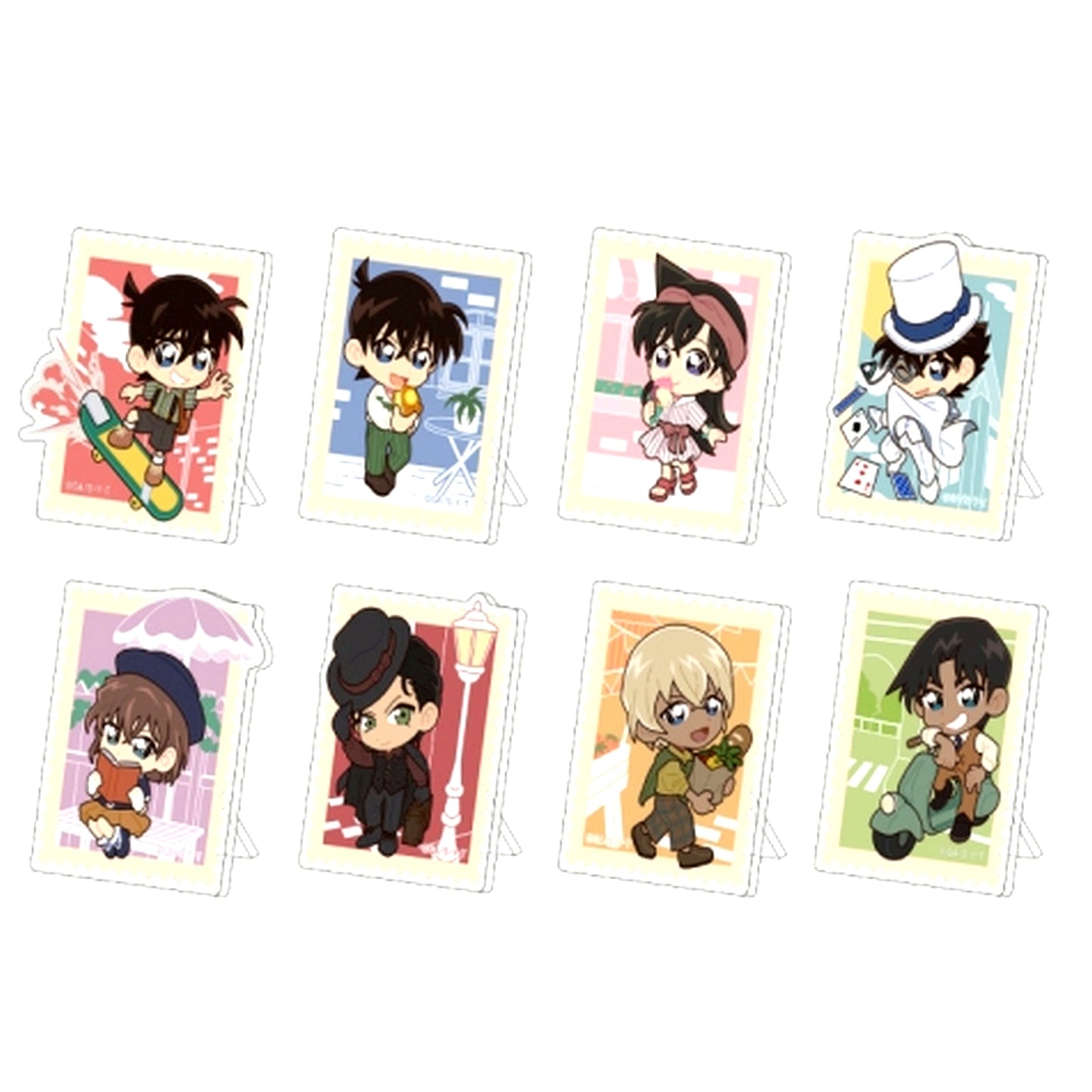 Set of 8 Detective Conan Trading Acrylic Badge Stand weekend holiday Deformed [USED]