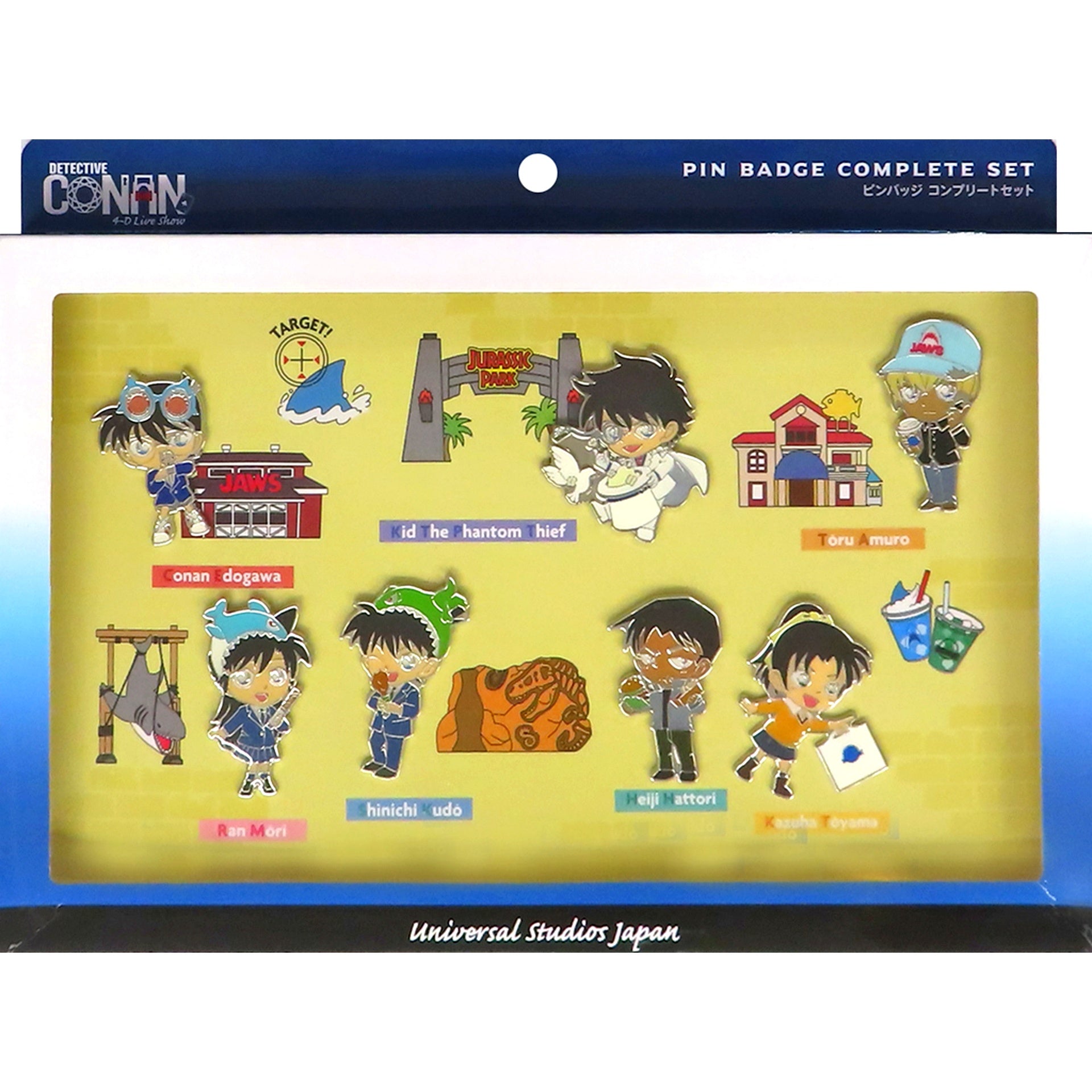 All Characters Detective Conan 4-D Live Show Jewel of the Starry Sky Pin Button Complete Set Universal Studios Japan Ltd [USED]