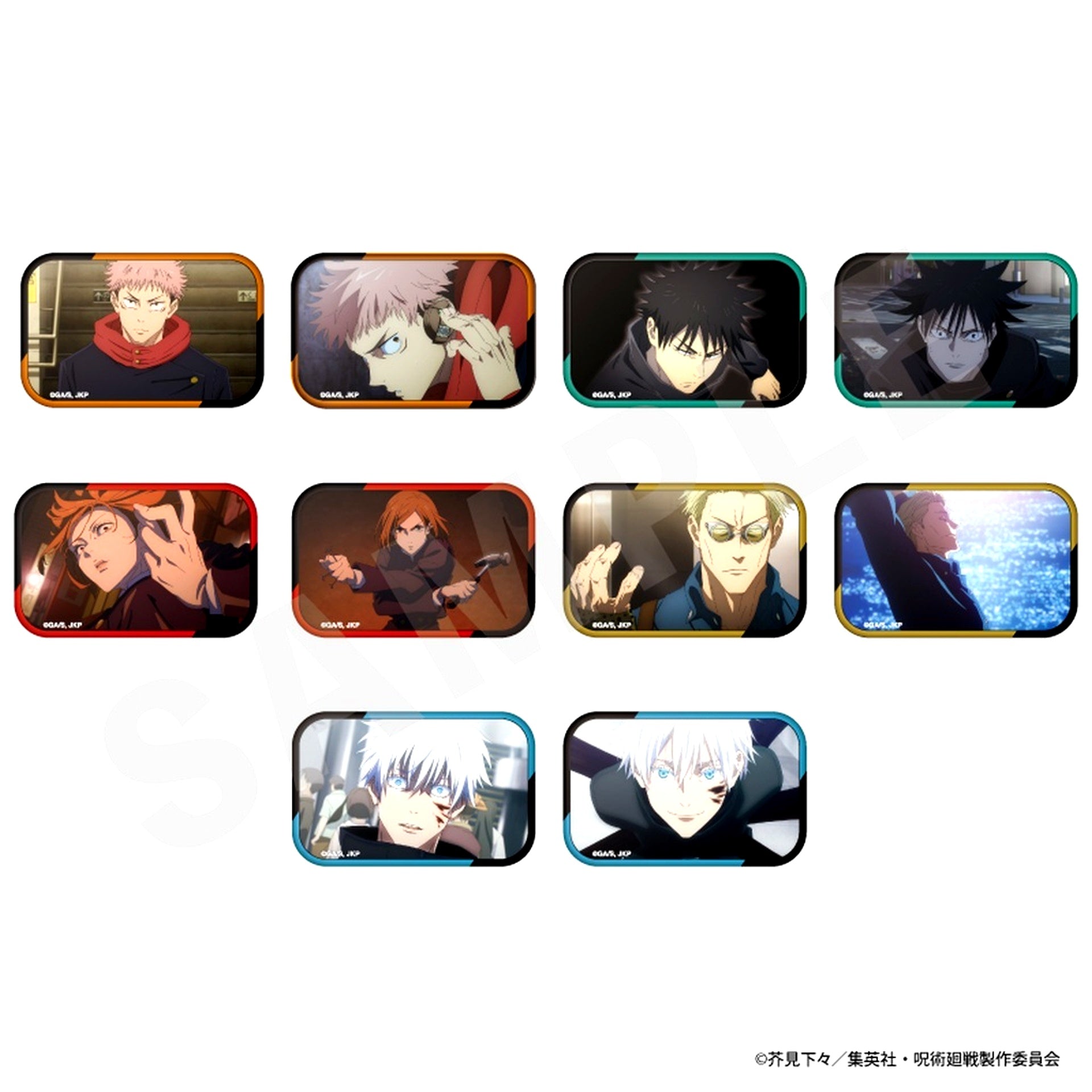 Set of 10 Jujutsu Kaisen Trading Square Button [USED]