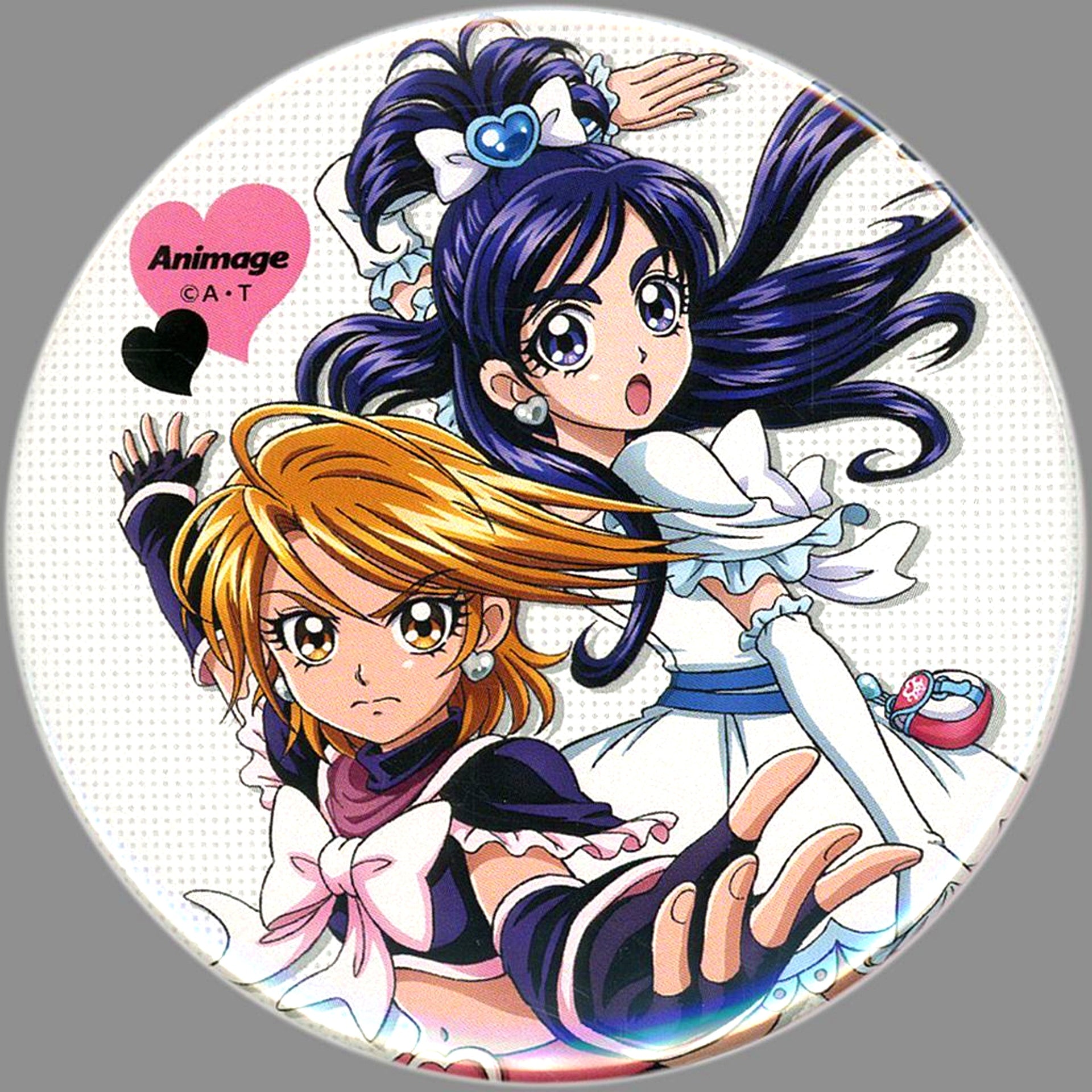 Single Item Cure Black & Cure White Badge Futari wa Precure / Movie Hugtto! Precure Futari wa Precure All Stars Memories Animage February 2019 Applicant All Service [USED]