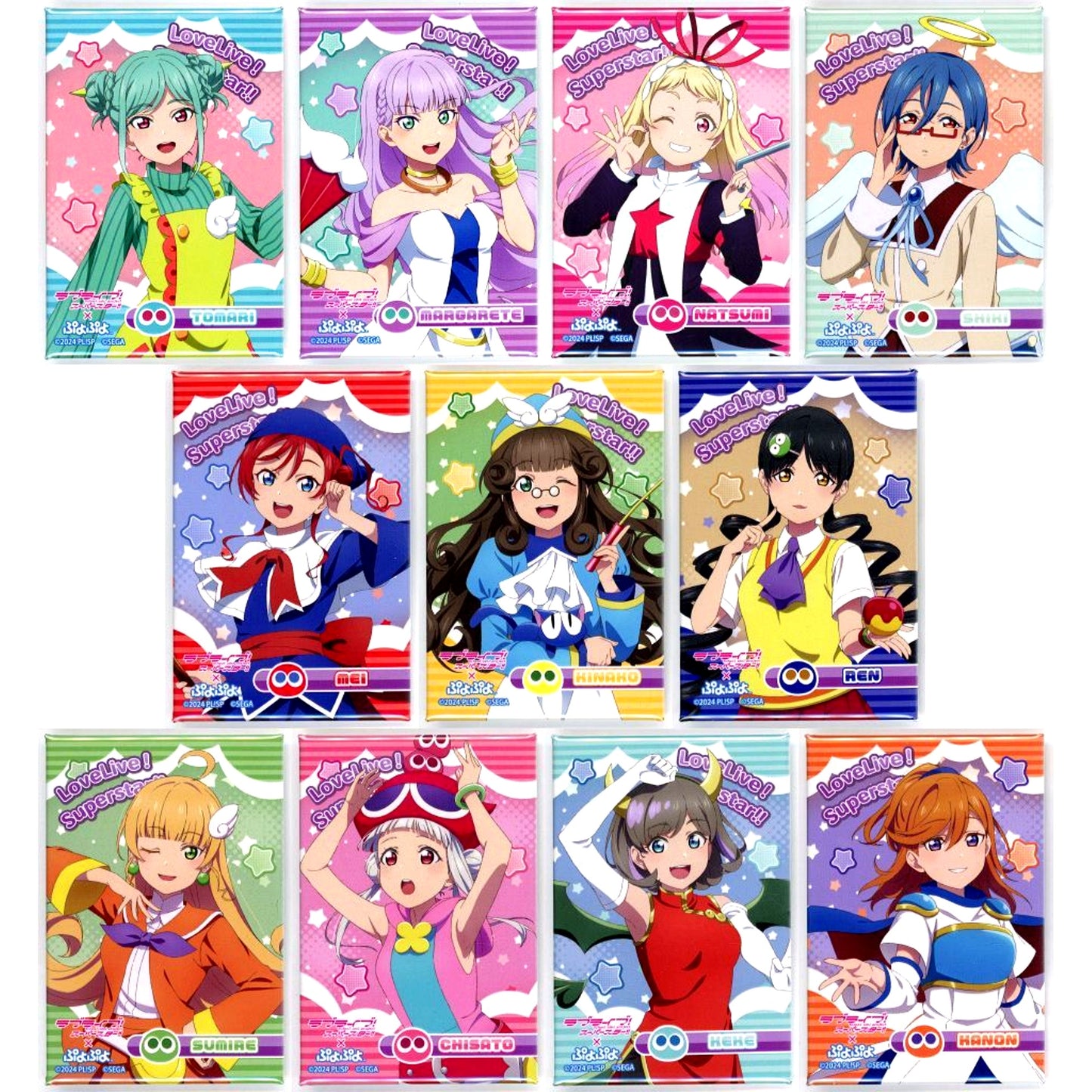 Set of 11 Love Live! Superstar!! x Puyo Puyo Square Button Kyoto International Manga Anime Fair 2025 Kyomaf Goods [USED]