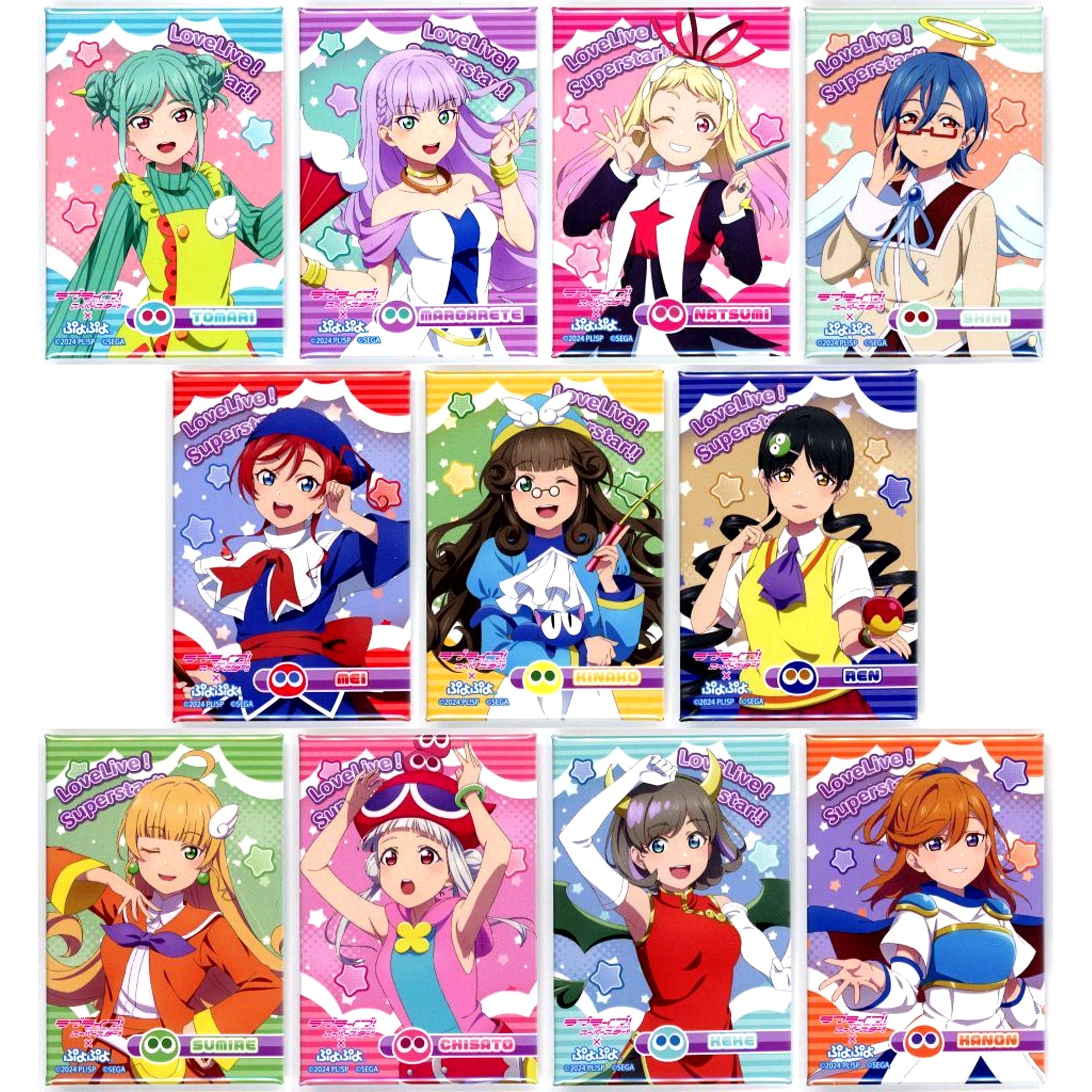 Set of 11 Love Live! Superstar!! x Puyo Puyo Square Button Kyoto International Manga Anime Fair 2025 Kyomaf Goods [USED]
