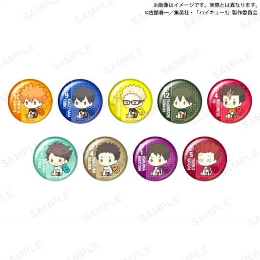 Set of 9 Haikyu!! Petatto Nejimaki Button vol.1 Capsule Toy ver. [USED]