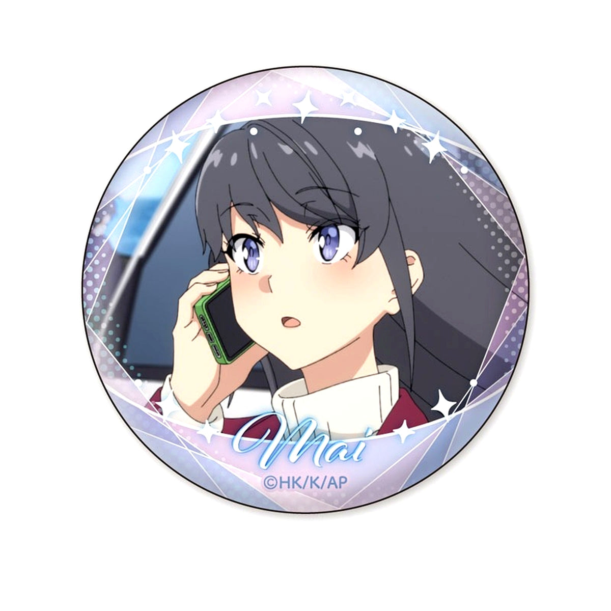 Mai Sakurajima Ver. B Rascal Does Not Dream of Santa Claus Face Collection Button [USED]