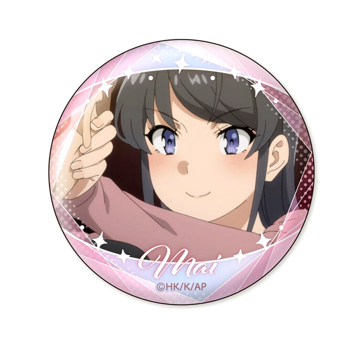 Mai Sakurajima Ver. C Rascal Does Not Dream of Santa Claus Face Collection Button [USED]