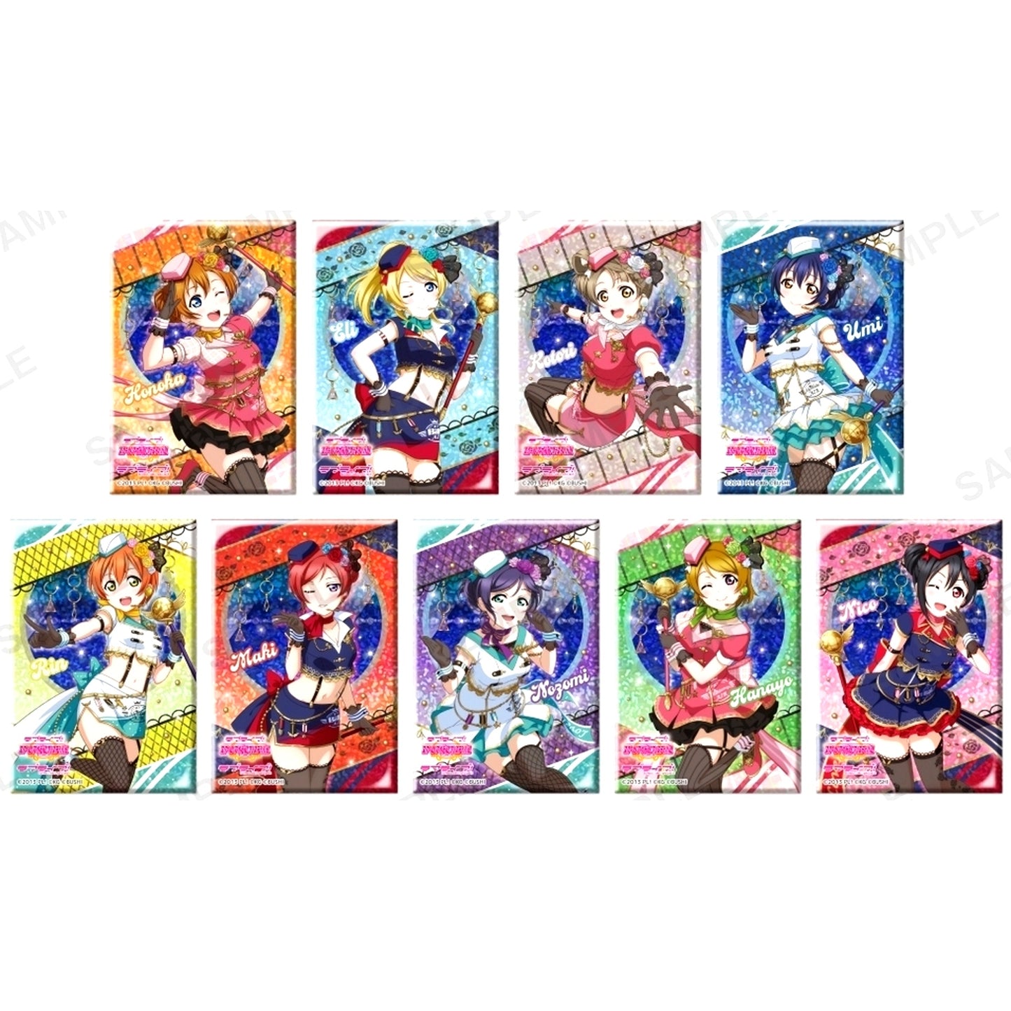 Set of 9 Love Live! School Idol Festival Square Hologram Button Collection Mu's Sky Ver. [USED]