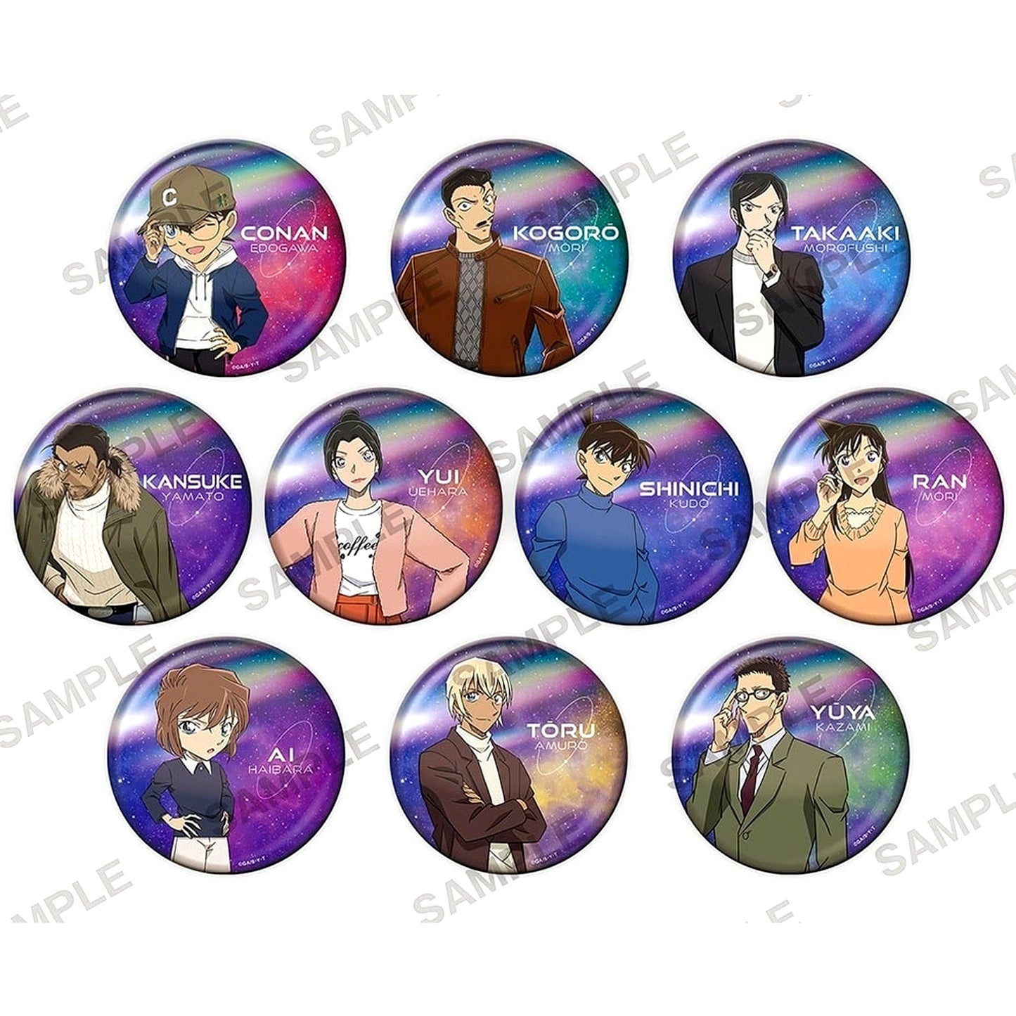 Set of 10 Detective Conan Big Glitter Random Button Galaxy Ver. [USED]