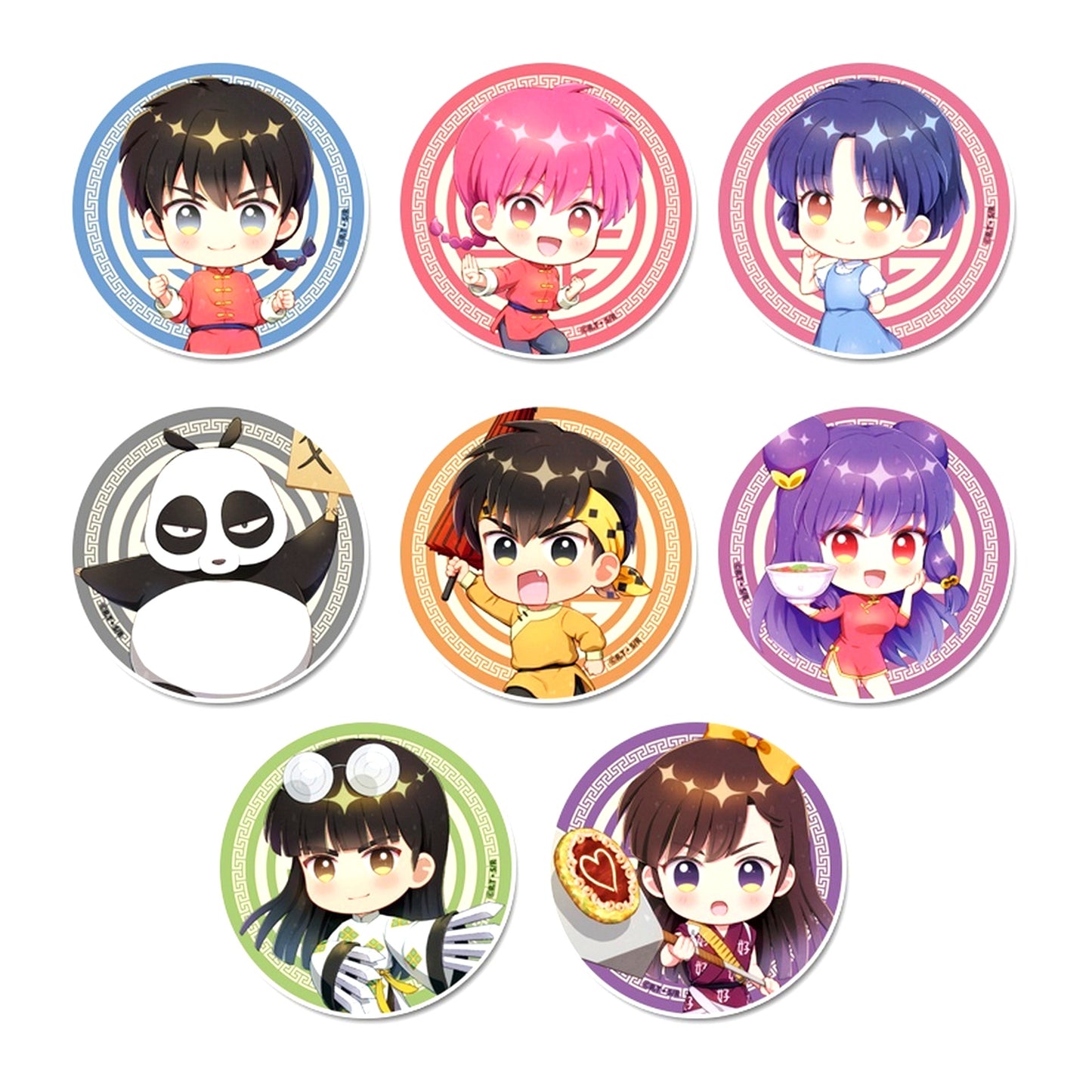Set of 8 Ranma 1/2 Puchi Choco Trading Button [USED]