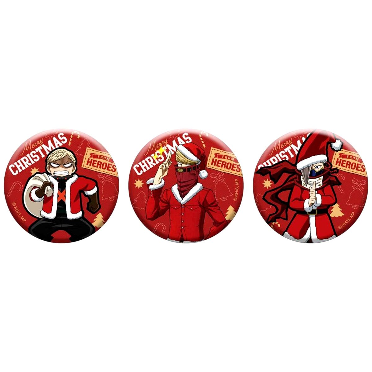 Katsuki Bakugo, Best Jeanist, Edge Shot My Hero Academia Christmas Button Badge Set [USED]