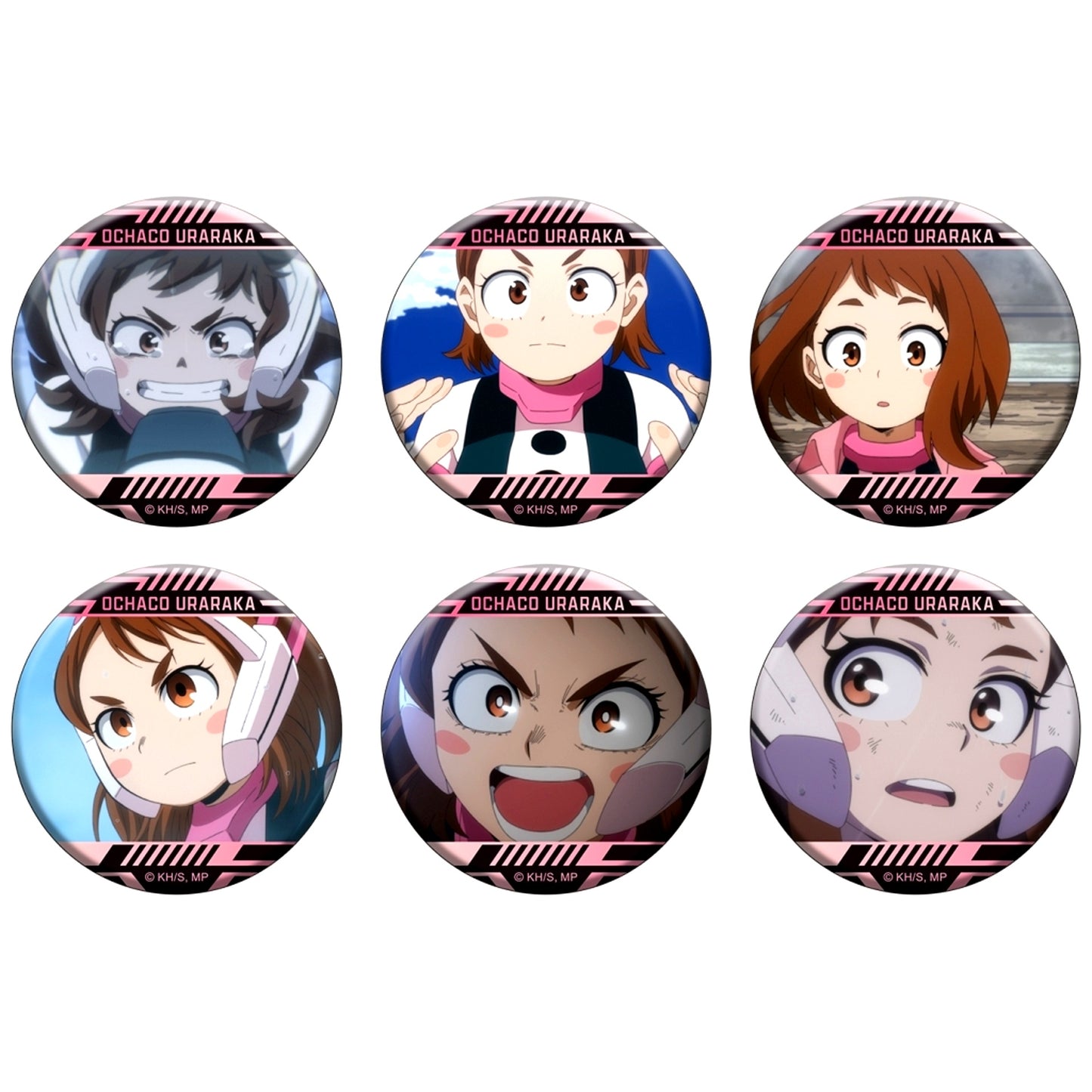 Set of 6 Ochaco Uraraka My Hero Academia Button Collection [USED]