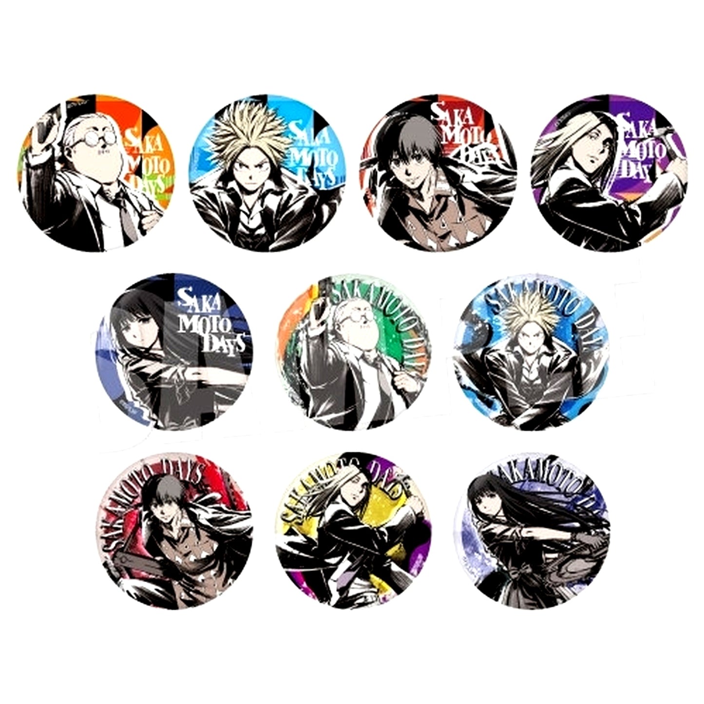 Set of 10 Sakamoto Days Trading Button Neo Painting Ver. [USED]
