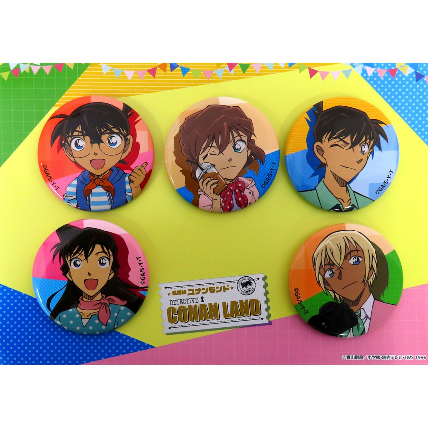 Set of 5 Group Conan Edogawa Detective Conan Hologram Button Detective Conan Land 2023 in Shibuya Modi [USED]
