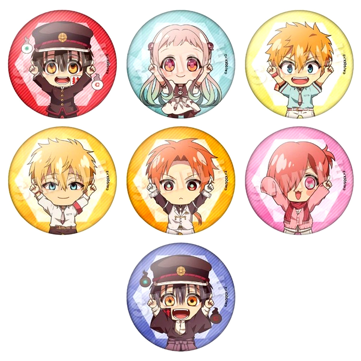 Set of 7 TV Anime Toilet-Bound Hanako-kun 2 Trading Button Points Ver. [USED]