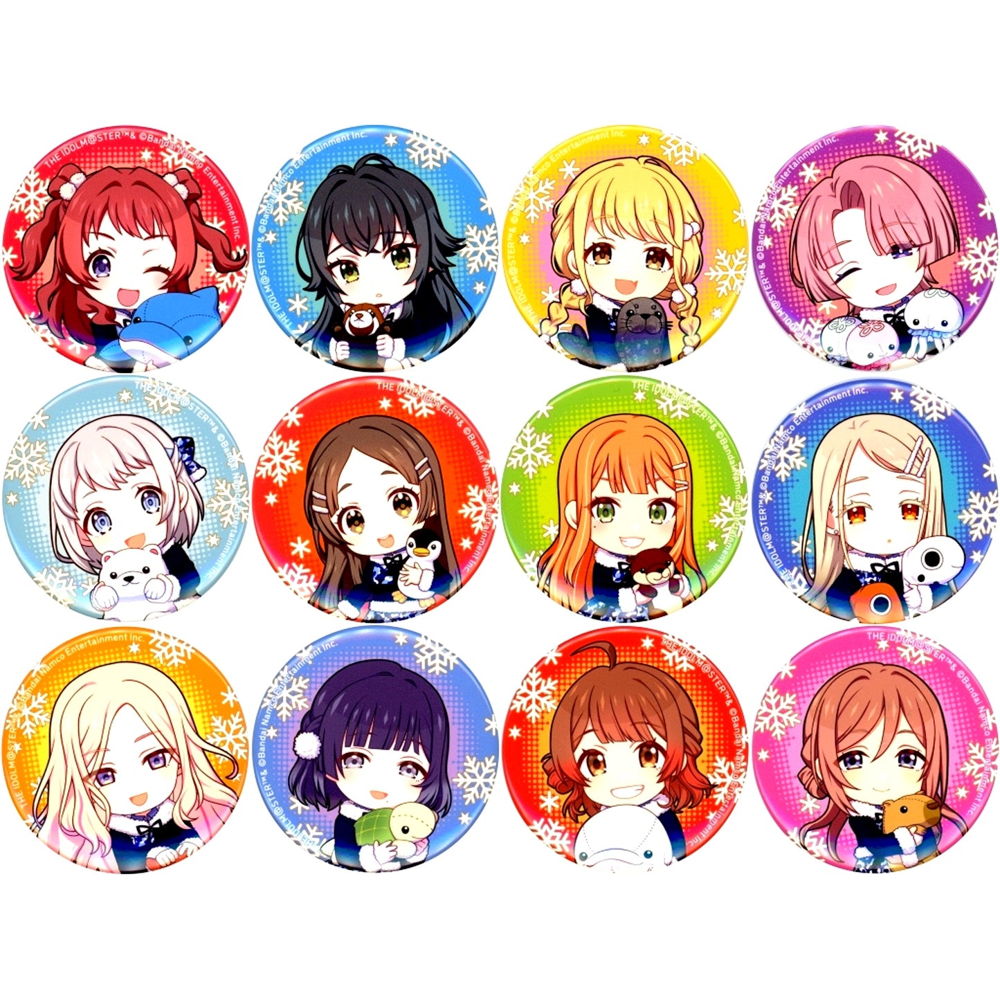 Set of 12 Gakuen Idolmaster x Yokohama Hakkeijima Sea Paradise Hatsuboshi Paradise Mini Character Badge [USED]