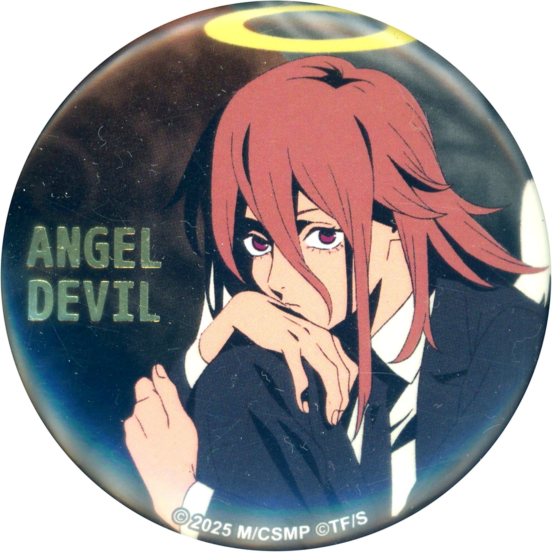 Angel Devil Chainsaw Man The Movie: Reze Arc CHAINSAW MAN PLAZA Illustration Trading Gold Foil Stamped Button [USED]