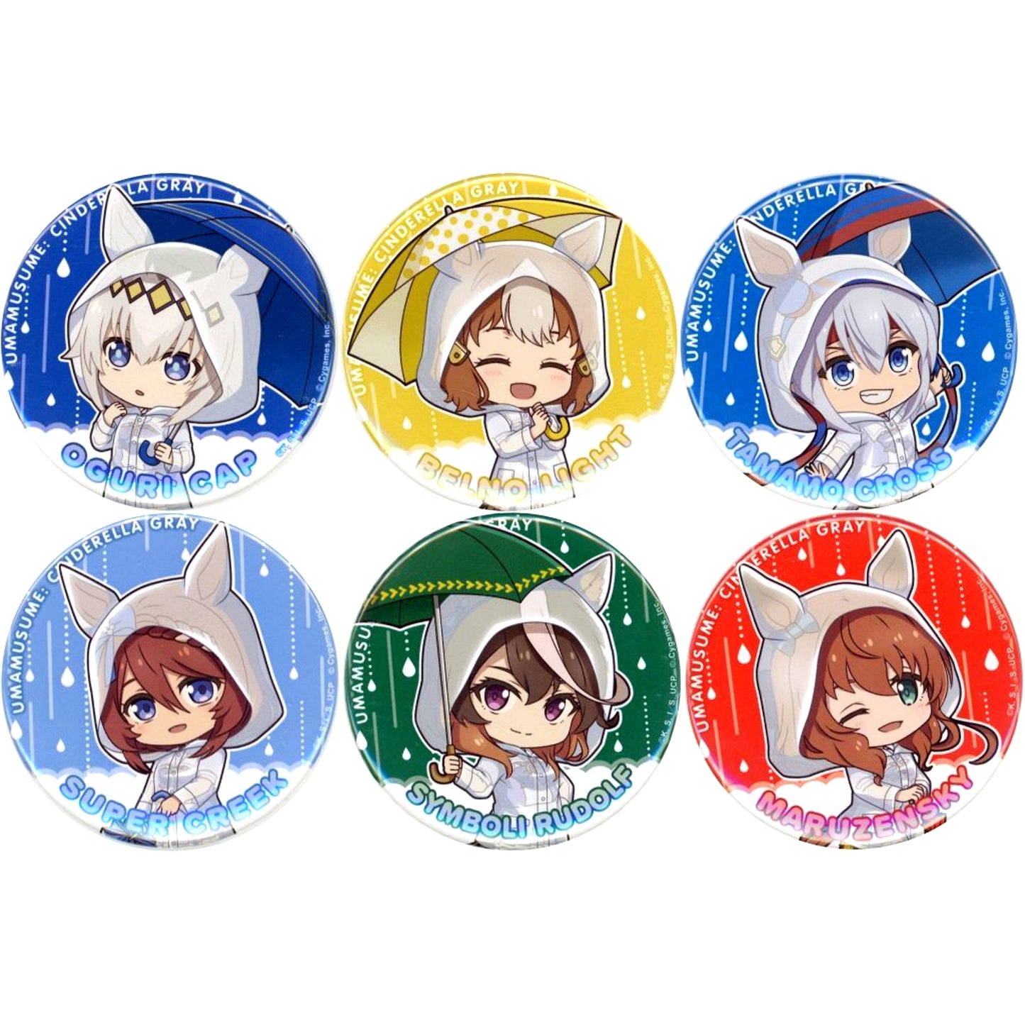 Set of 6 Uma Musume Cinderella Gray Trading Button Deformed ver Lawson [USED]