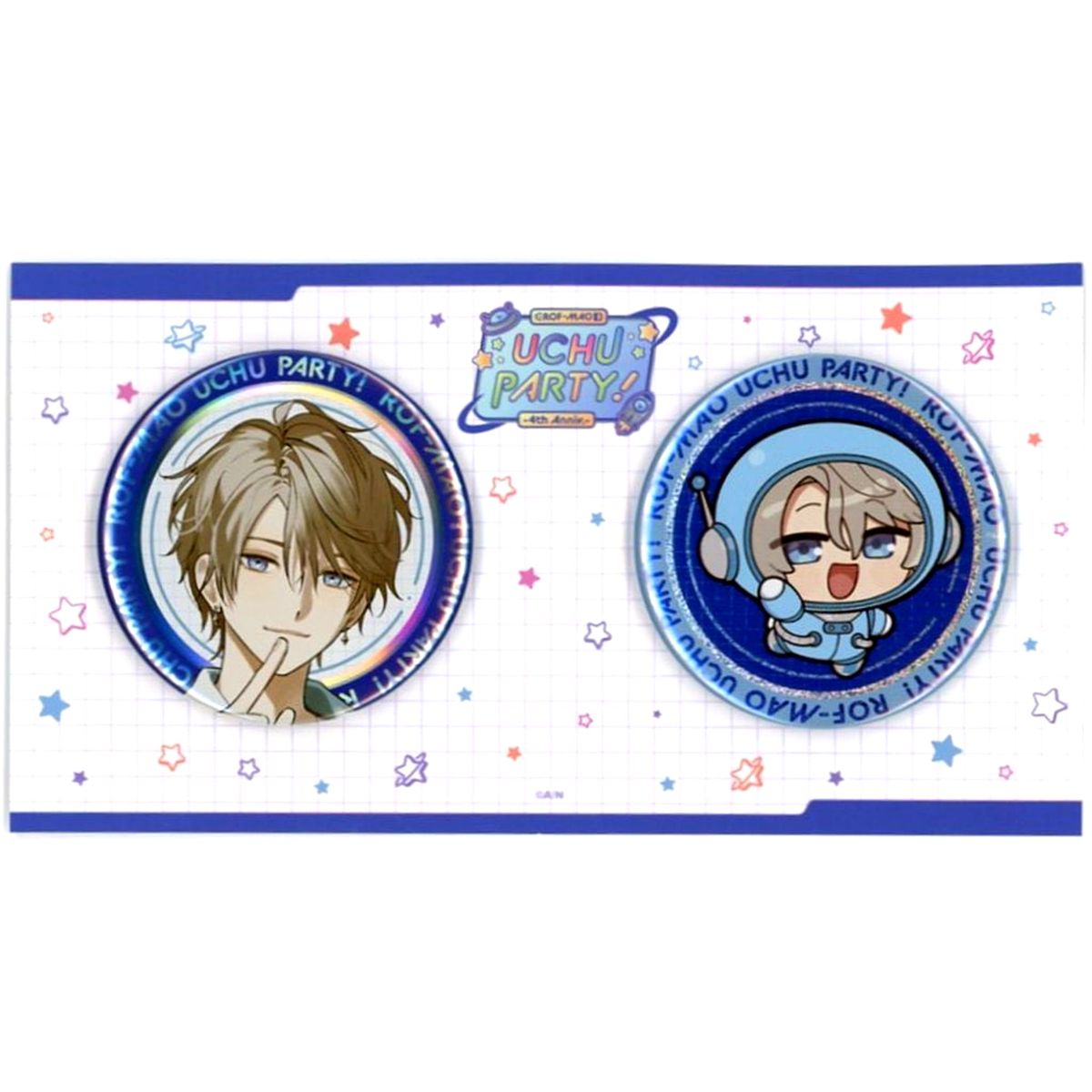 Set of 2 Kaida Haru Virtual YouTuber Nijisanji Button ROF-MAO UCHU PARTY 4th Anniversary [USED]