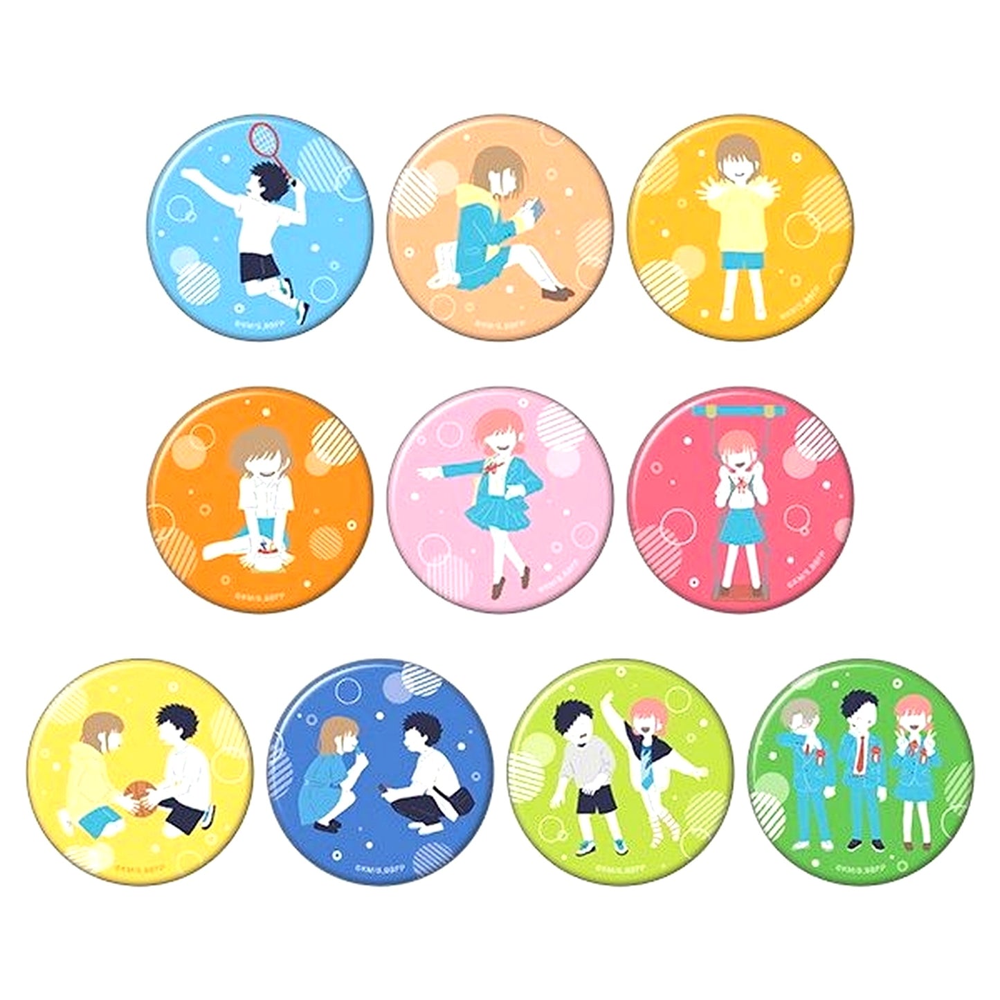 Set of 10 Blue Box Chara Button Collection Yuru Palette [USED]