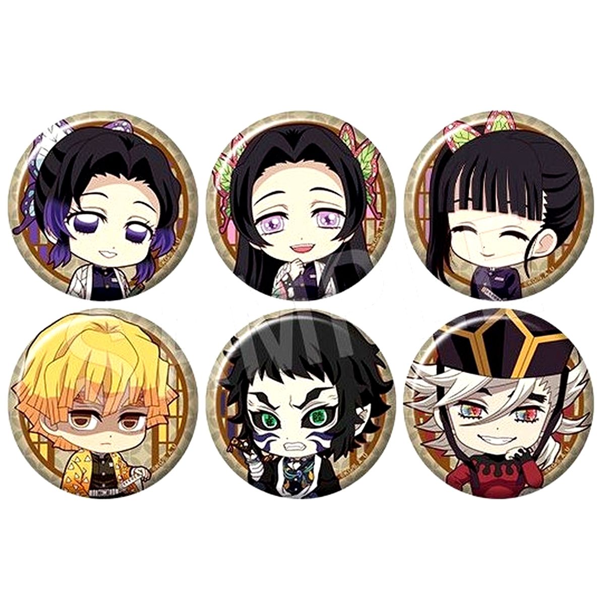 Set of 6 Demon Slayer: Kimetsu no Yaiba Petanko Trading Button Infinity Castle Chapter 1 Ver. TypeB [USED]