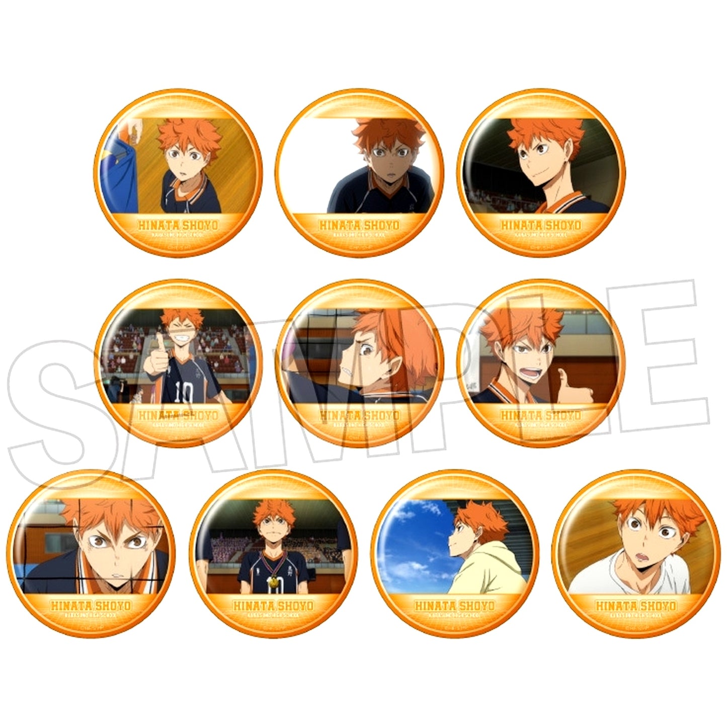 Set of 10 Shoyo Hinata Box Haikyu!! Trading Button 2 [USED]