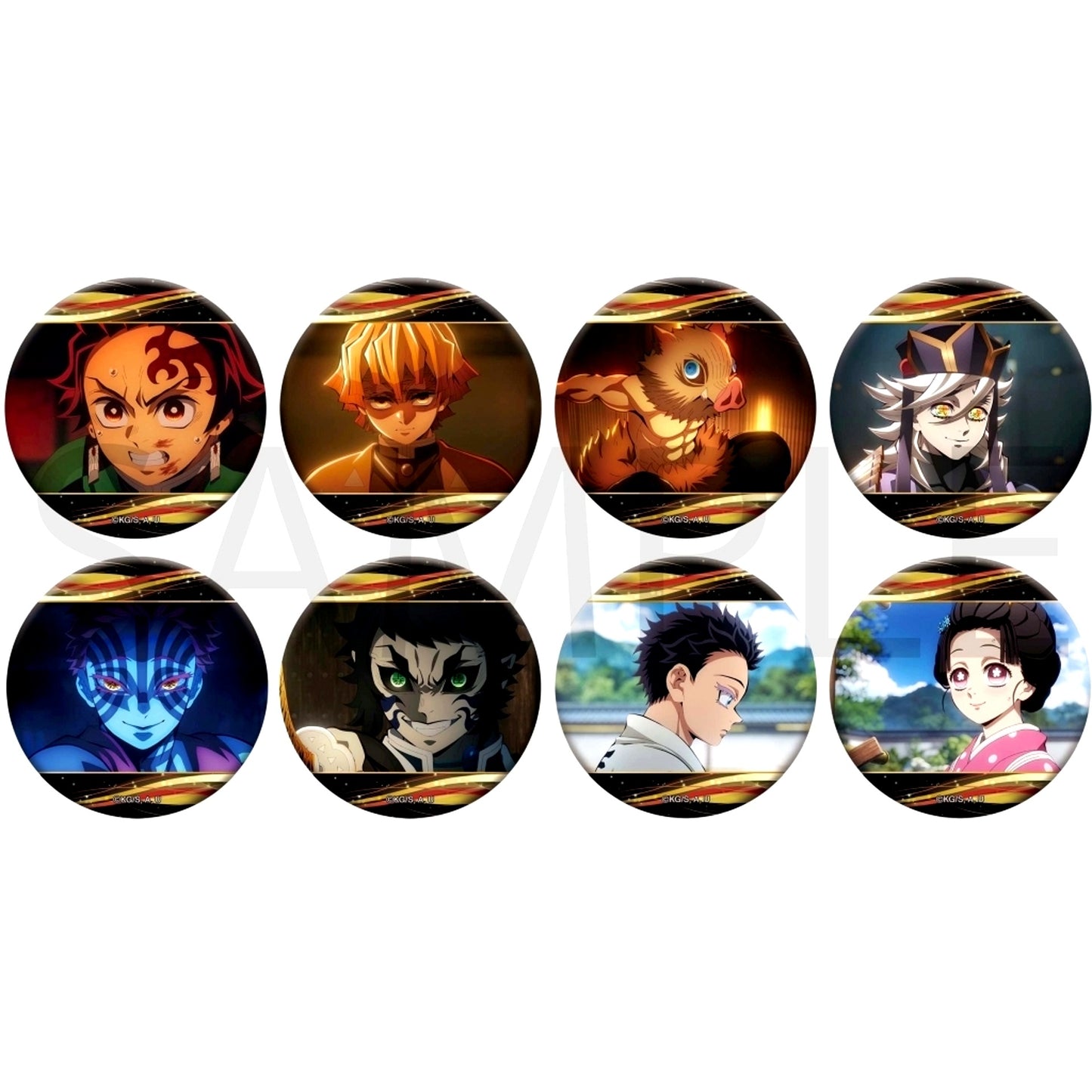 Set of 8 Demon Slayer: Kimetsu no Yaiba Character Badge Collection A [USED]