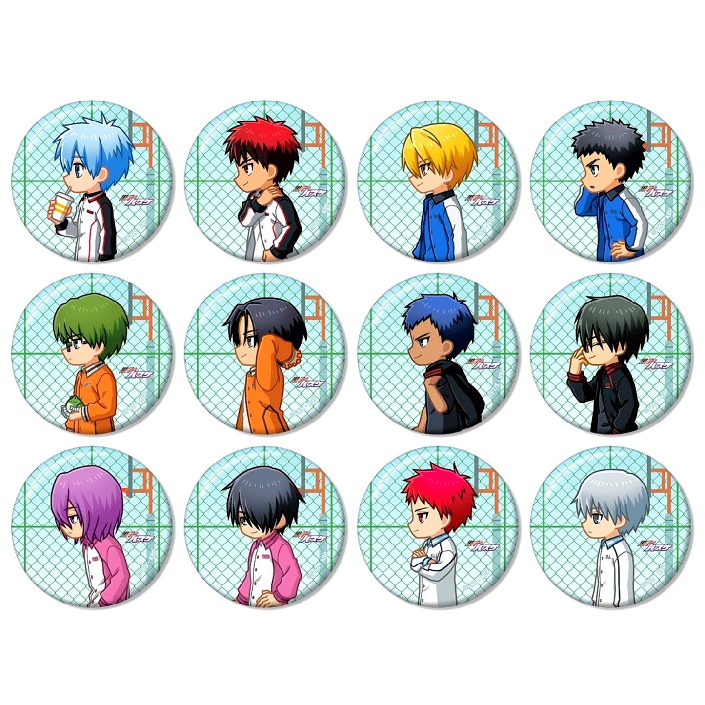 Set of 12 Kurokos Basketball Trading Chibitoko Button [USED]