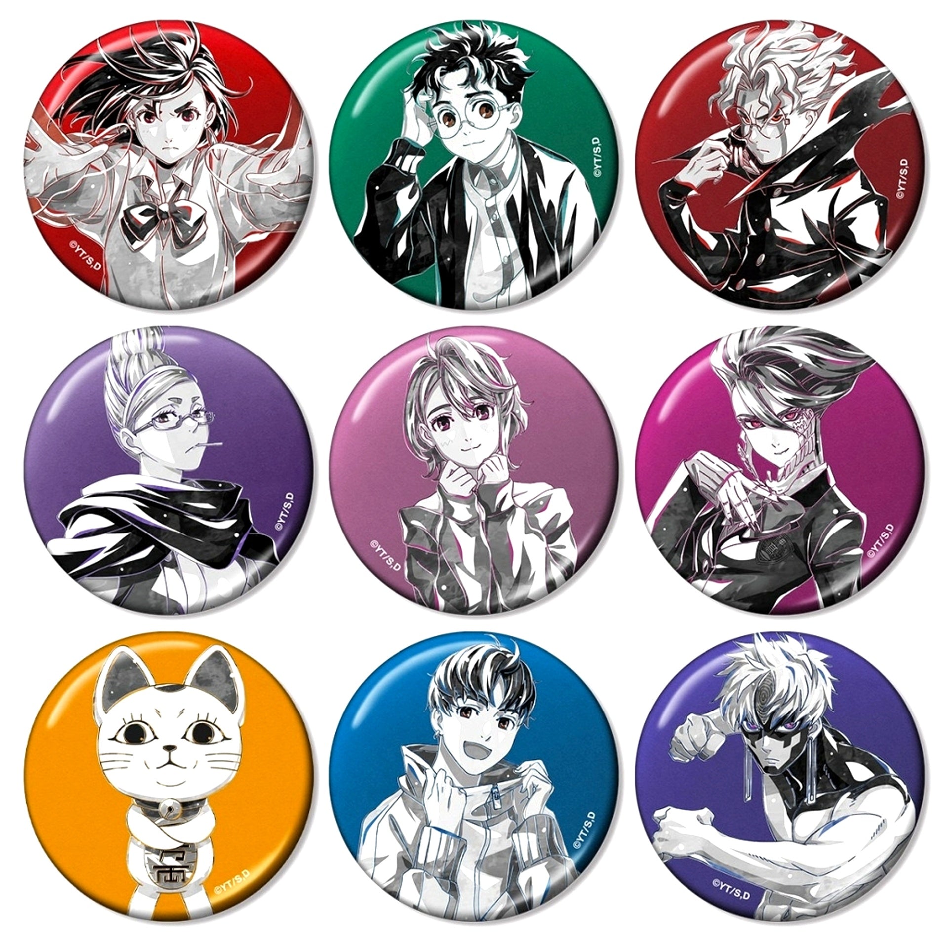 Set of 9 Dandadan Trading Ani-Art BLACK LABEL Metallic Button [USED]
