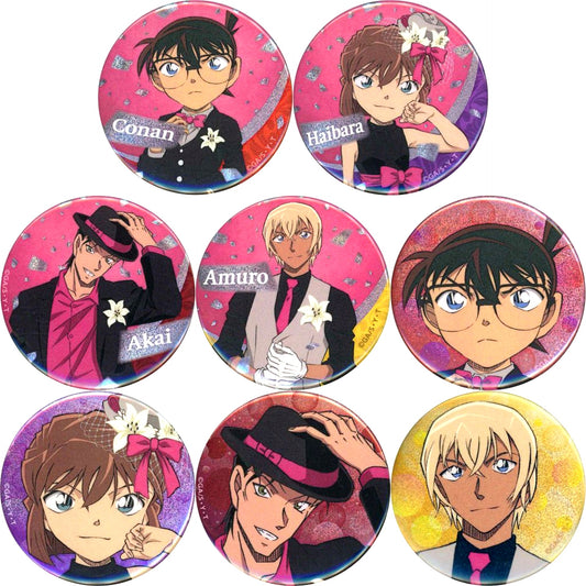 Set of 8 Detective Conan Trading Hologram Button Blouse Style Re Color Ver. [USED]