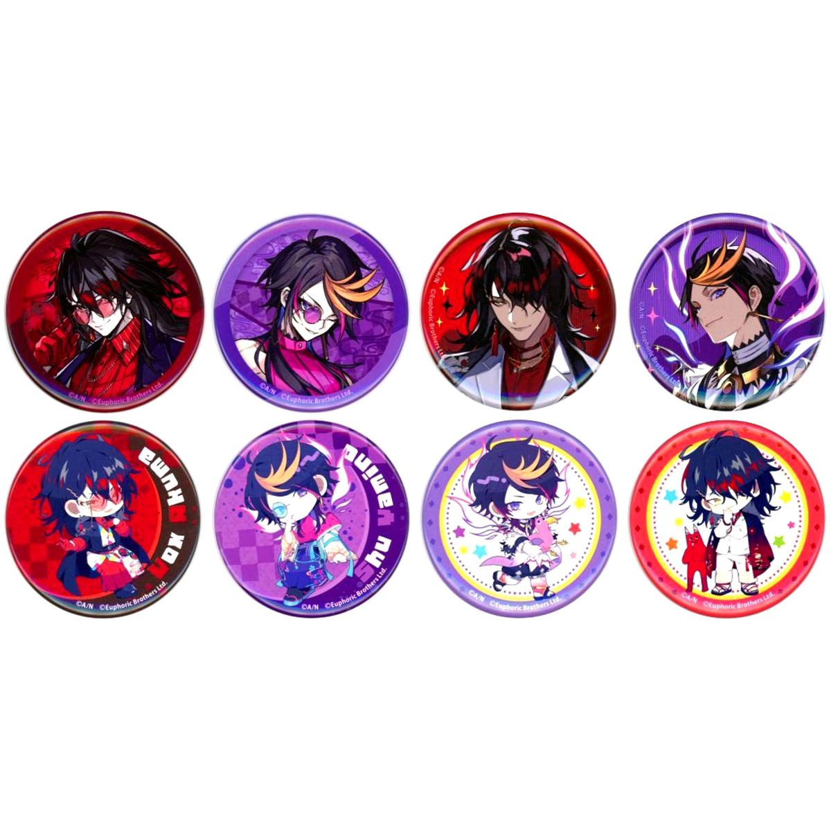 Set of 8 Virtual YouTuber Nijisanji Button NIJISANJI NIJISANJI EN x Garten of Banban x Daiba Haunted School [USED]